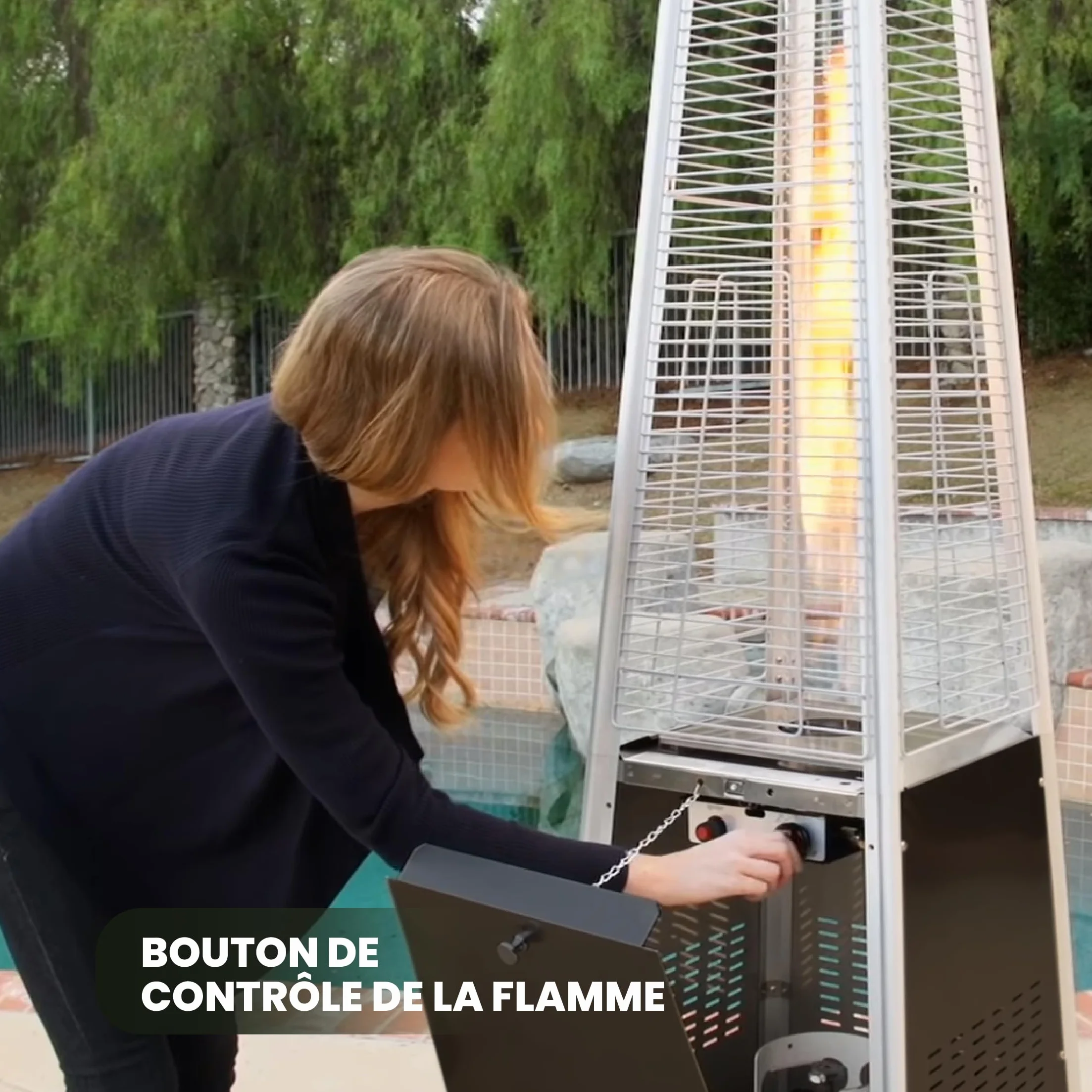 BU-KO Chauffage au Gaz Pyramide 13kW Acier Inoxydable Extérieur Jardin