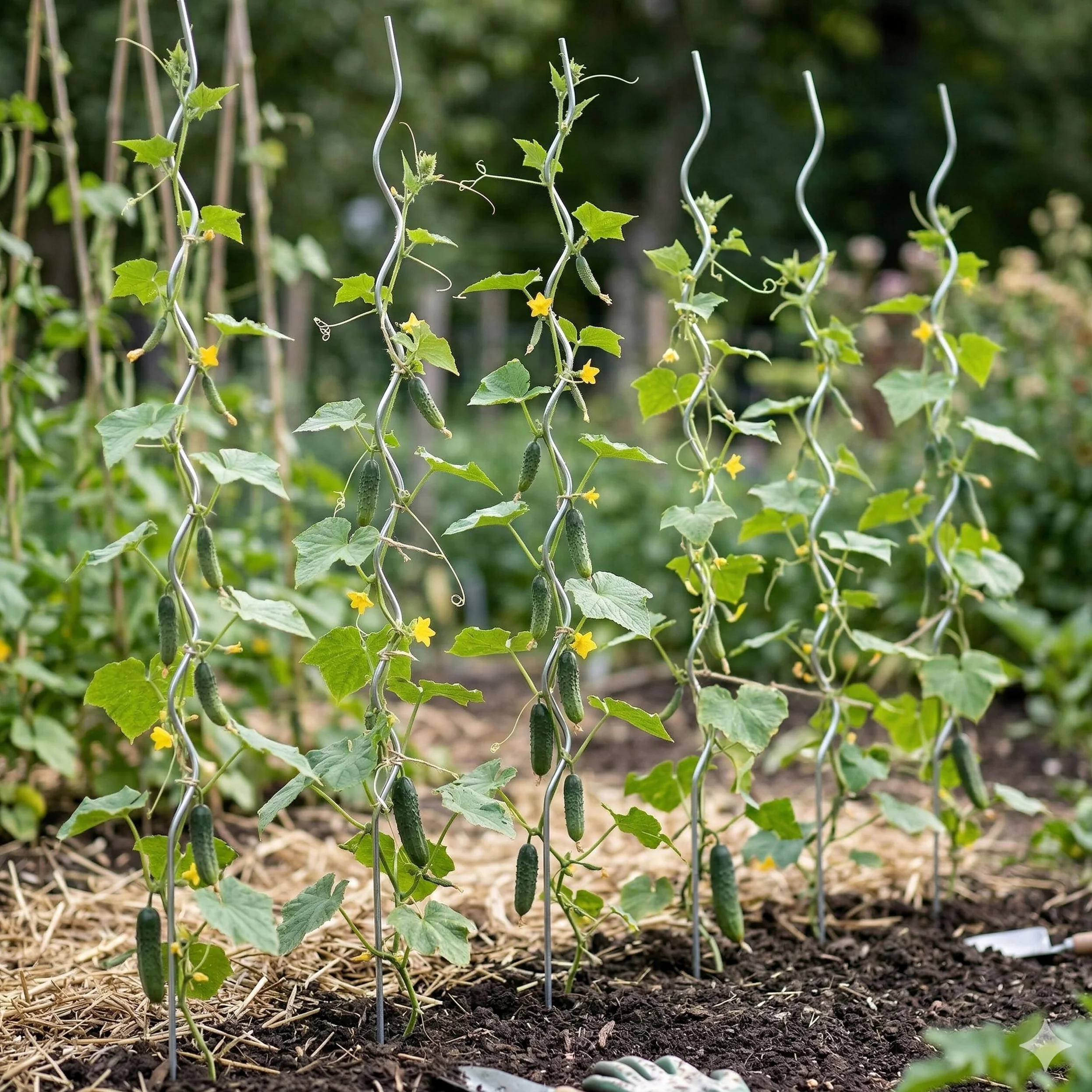 Relaxdays Tuteurs spiraux pour tomates, Lot de 10, H 170 cm, Ø 5 mm, métal galvanisé