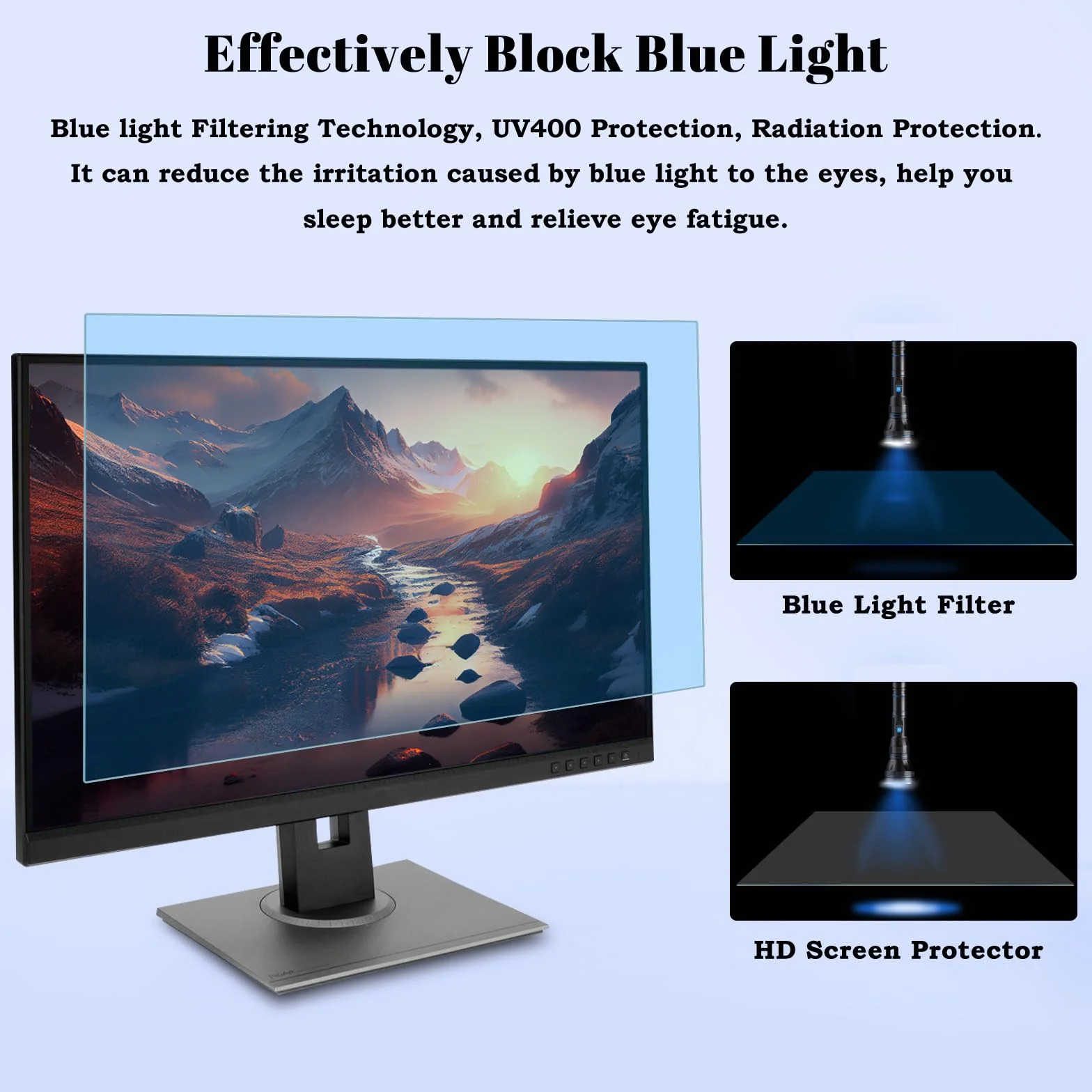 HaruYo Filtre Anti Lumière Bleu 23.8 Pouces Laptop Protecteur Écran Amovible, Bloque UV (16:9)