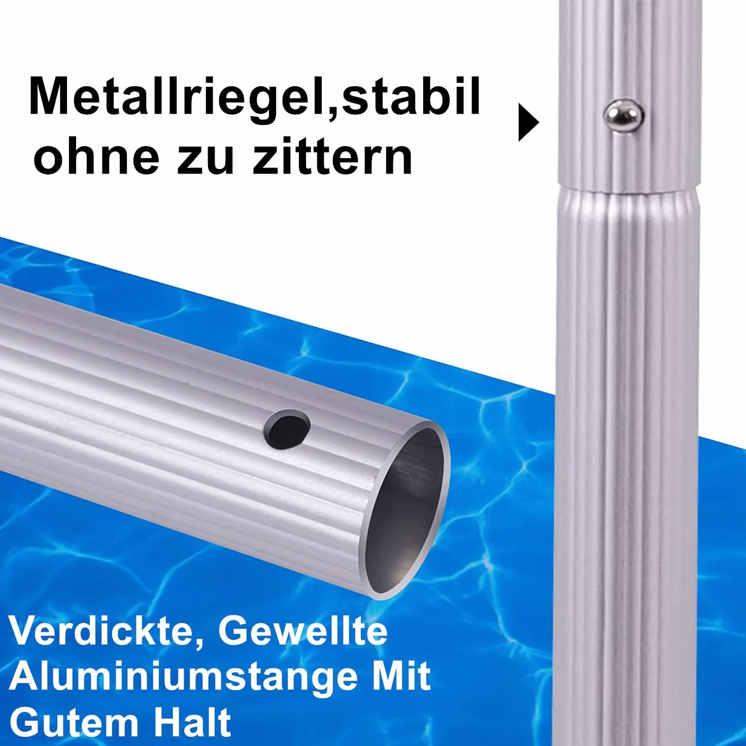 Épuisette de piscine tube ondulé aluminium 142 cm maille ultra fine