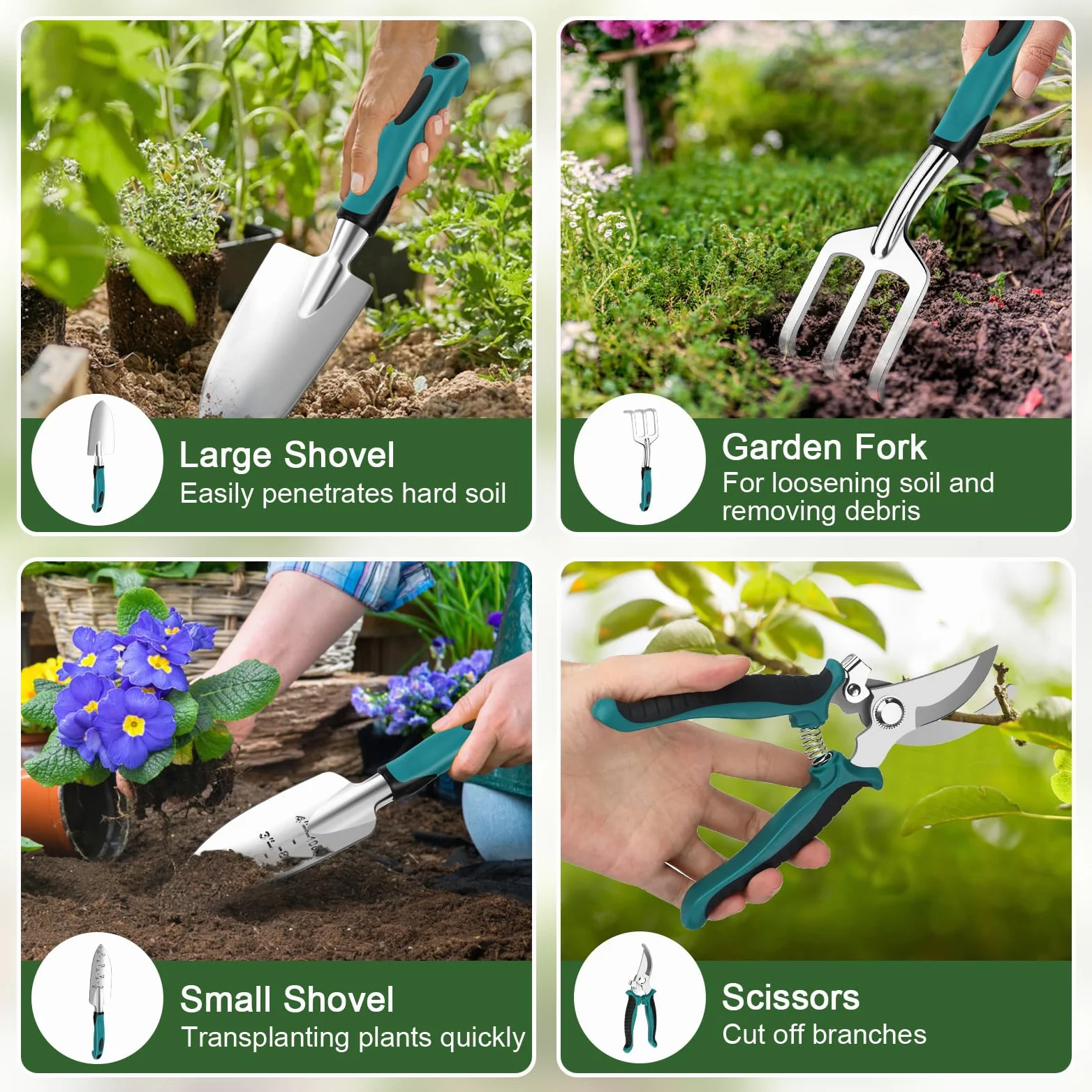 Lot de 22 outils de jardinage | Outils de jardin avec organiseur d'outils de jardin, sac à main, kit cadeau de jardin idéal pour les femmes et les hommes