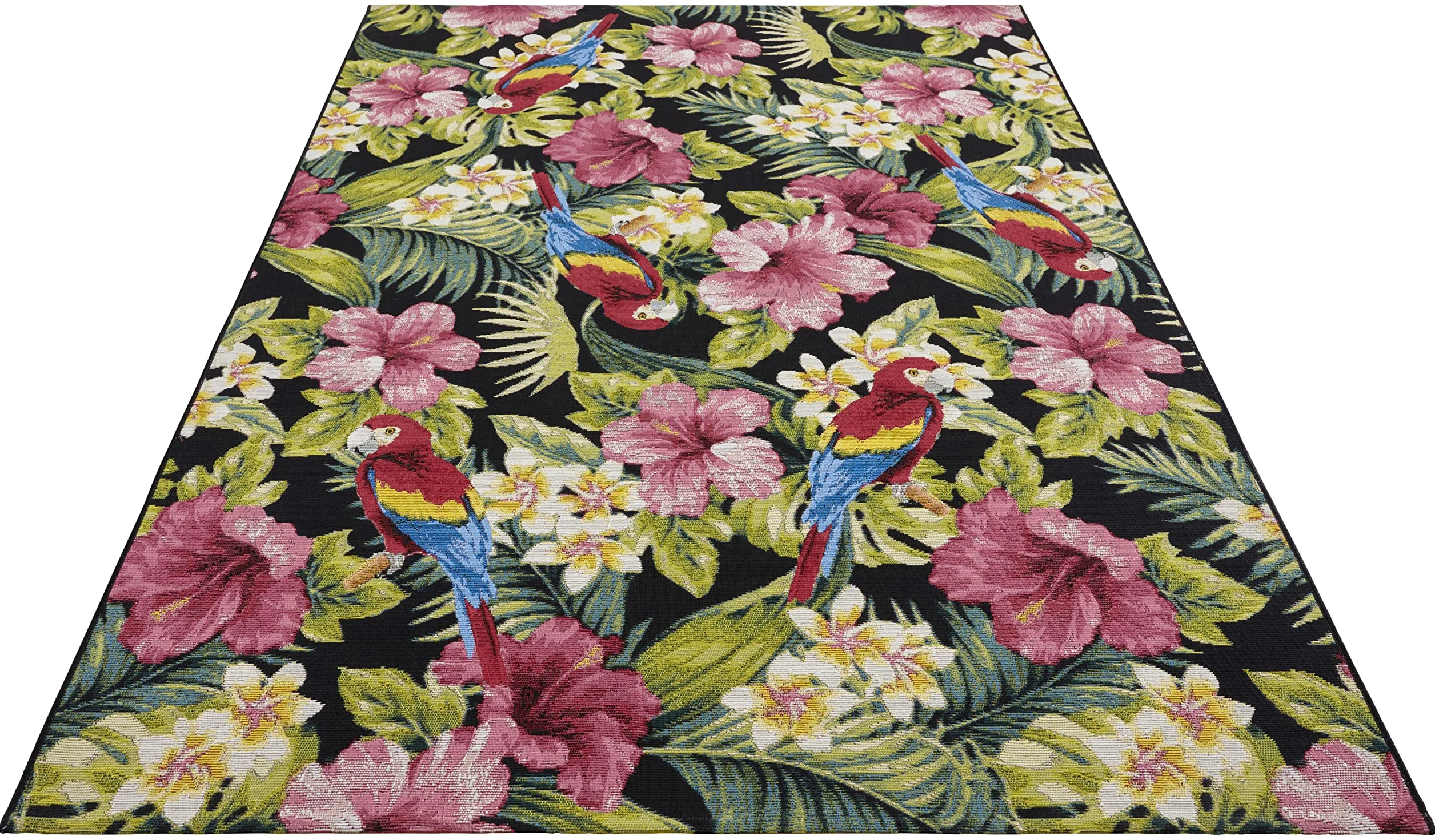 HANSE Home Tropical Feeling Tapis d'intérieur et d'extérieur - Tissé plat - Motif floral - Certifié Öko-Tex - Résistant aux intempéries et aux UV - Pour balcon, terrasse, jardin, salon - Multicolore -