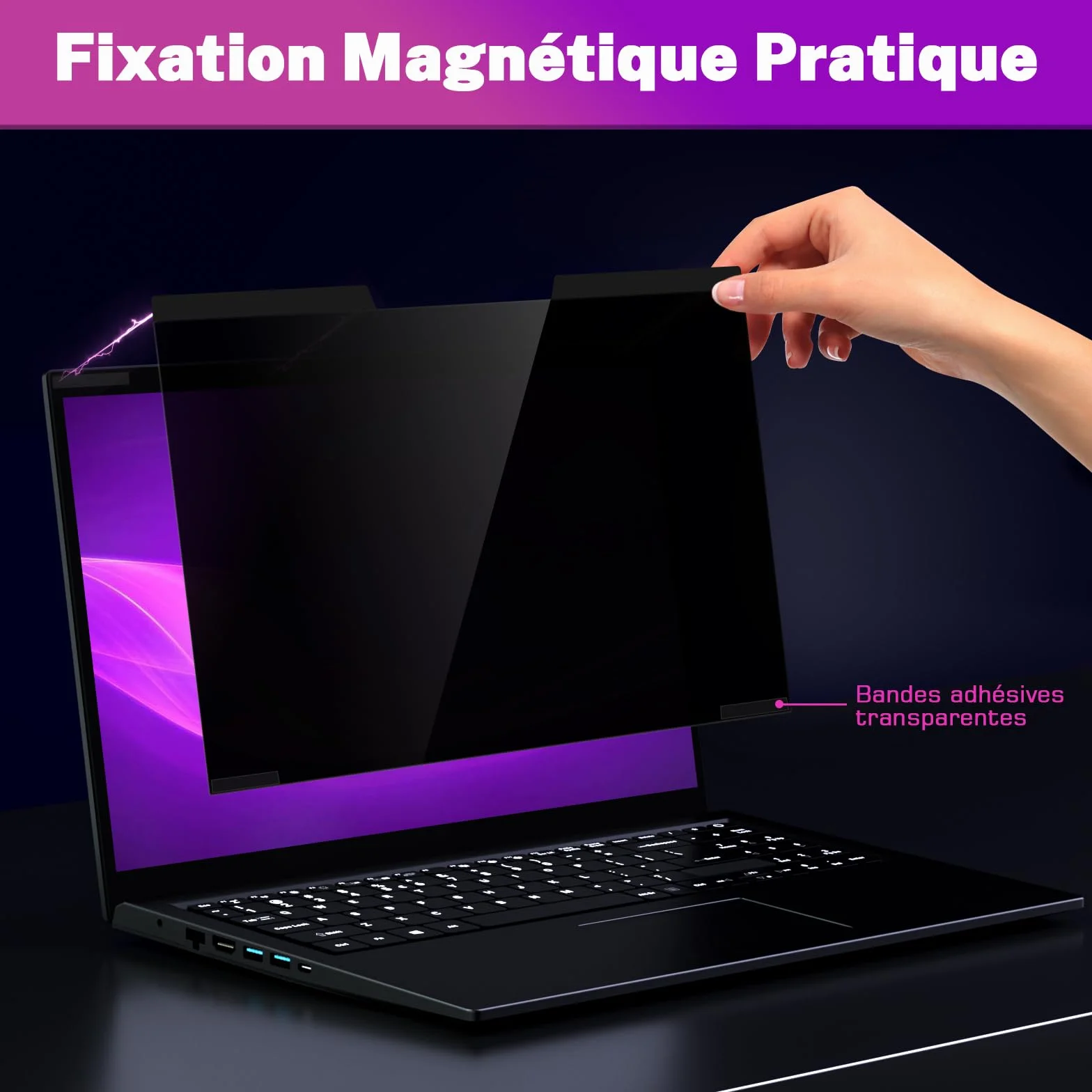 PYS Magnétique Filtre de Confidentialité 15,6 Pouces 16:9 Anti Espion Anti-Lumière pour Ordinateur Portable