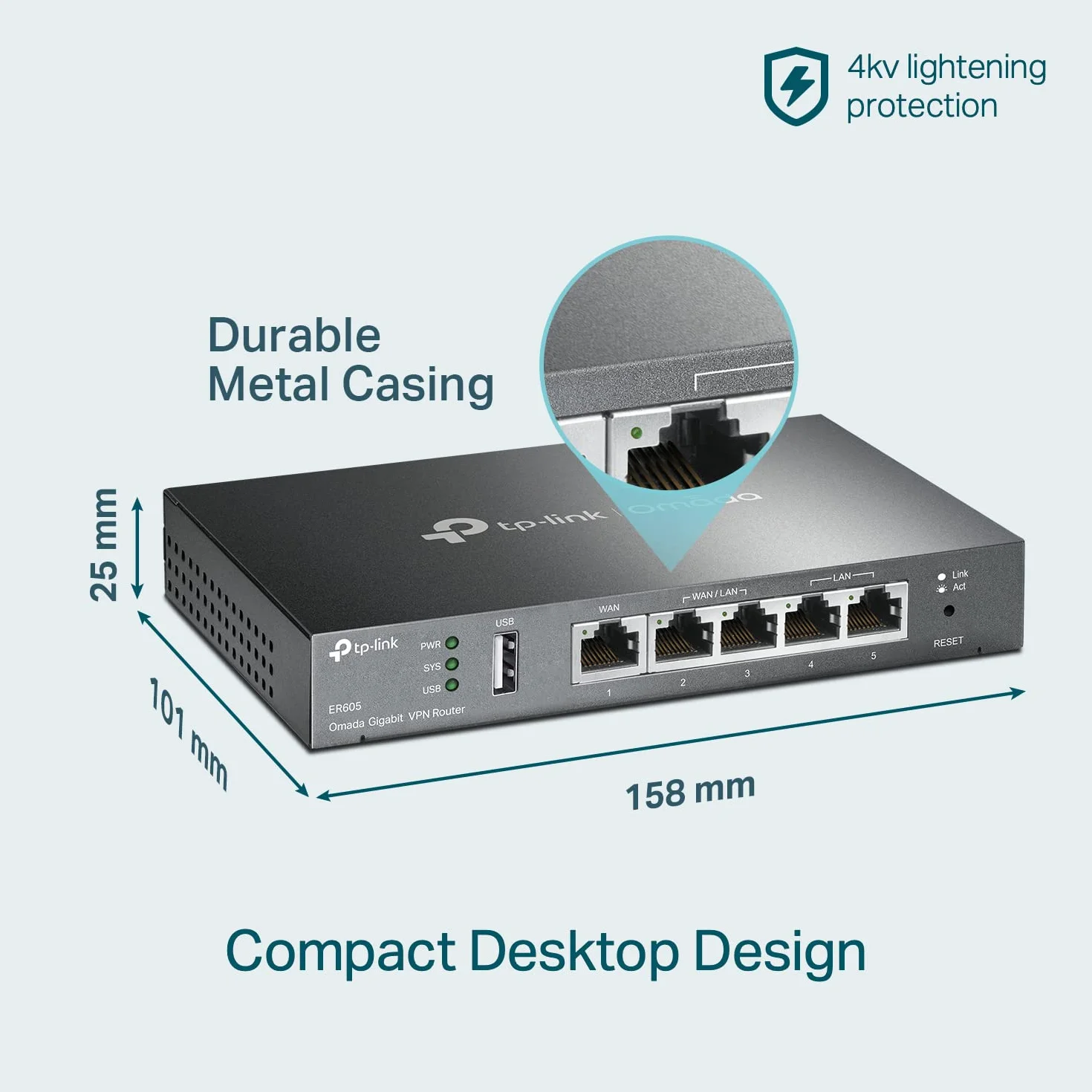 TP-Link Routeur VPN Filaire Multi-WAN TL-R605 4 Ports WAN SPI Firewall SMB Omada SDN