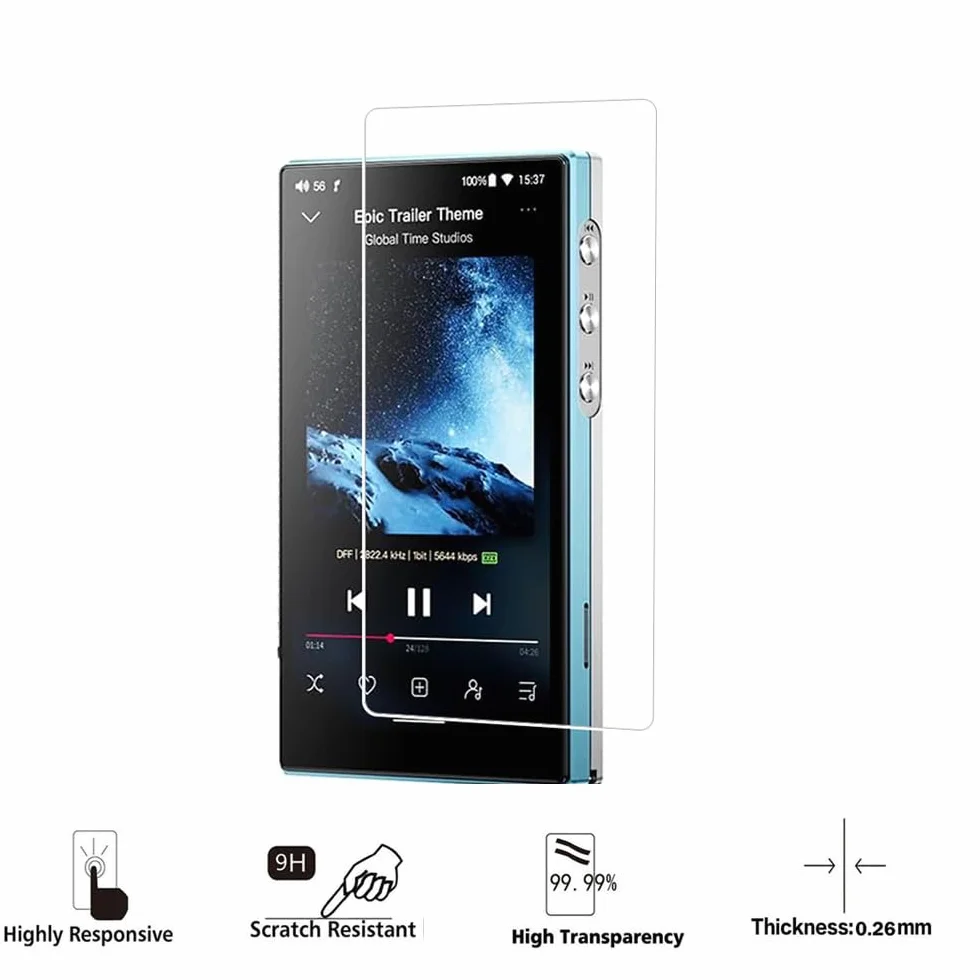 FiiO JM21 Lot de 2 films protecteurs d'écran 4,7" verre trempé 9H anti-rayures