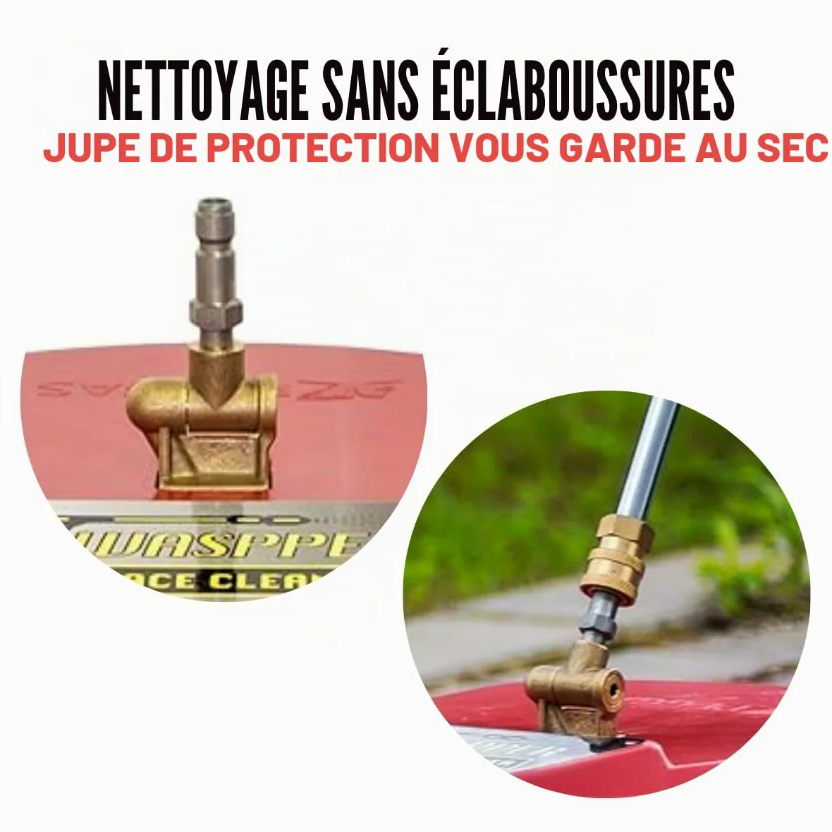 Nettoyeur Surface Haute Pression 3300 PSI – Nettoyeur terrasse Rotatif avec Double buse 1700 RPM – Accessoire Nettoyeur Haute Pression QC 1/4" pour terrasse allée Patio – Waspper SBR11-PSC01