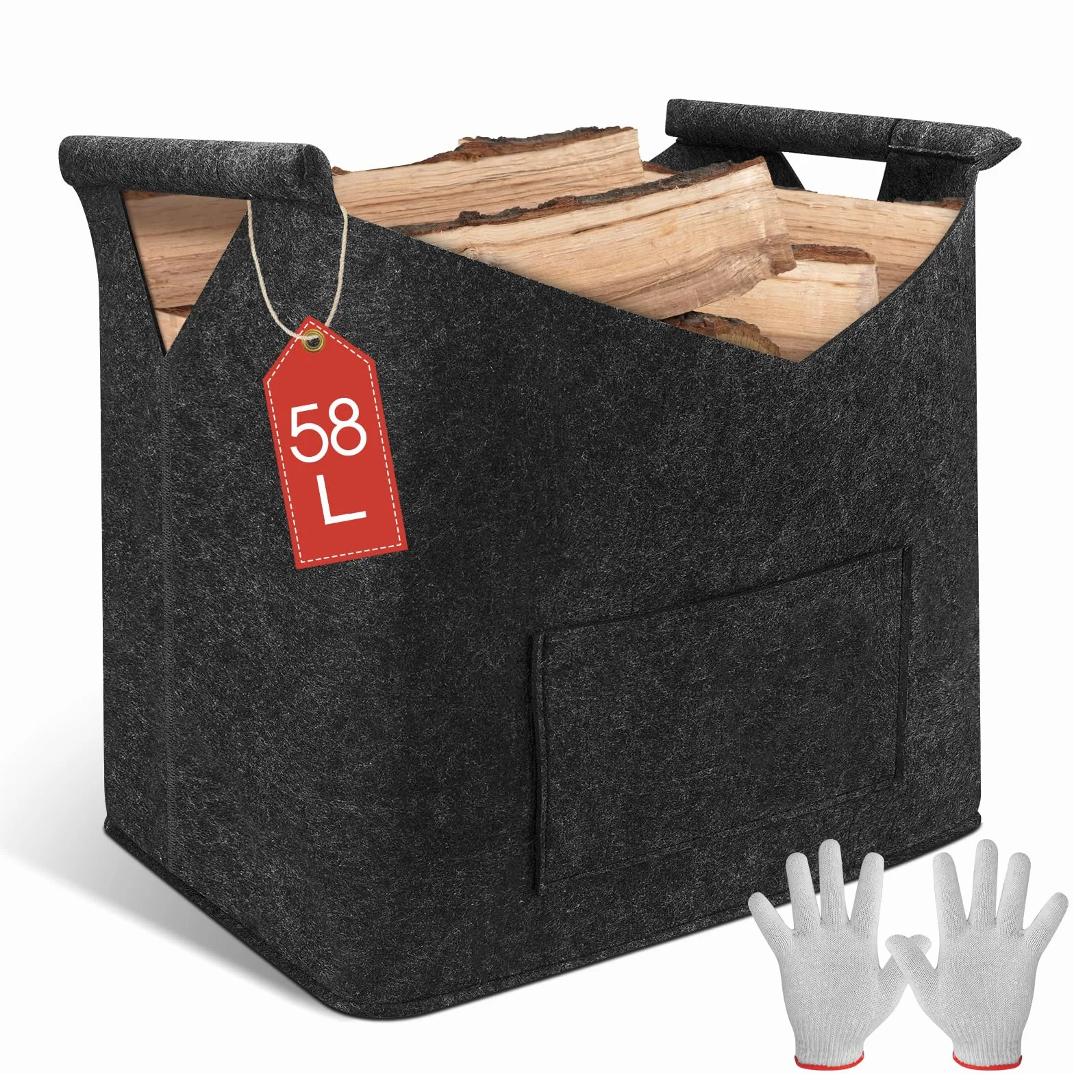 highsam Pliable Panier à Bois XL 45x32x40 cm pour Bois de Chauffage