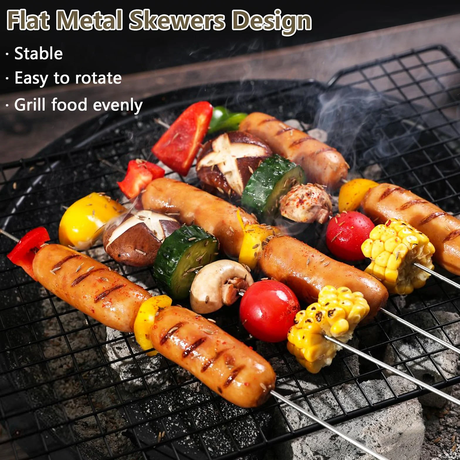 Brochettes pour Barbecue 20 Pièces en Acier Inoxydable 25 cm Réutilisables
