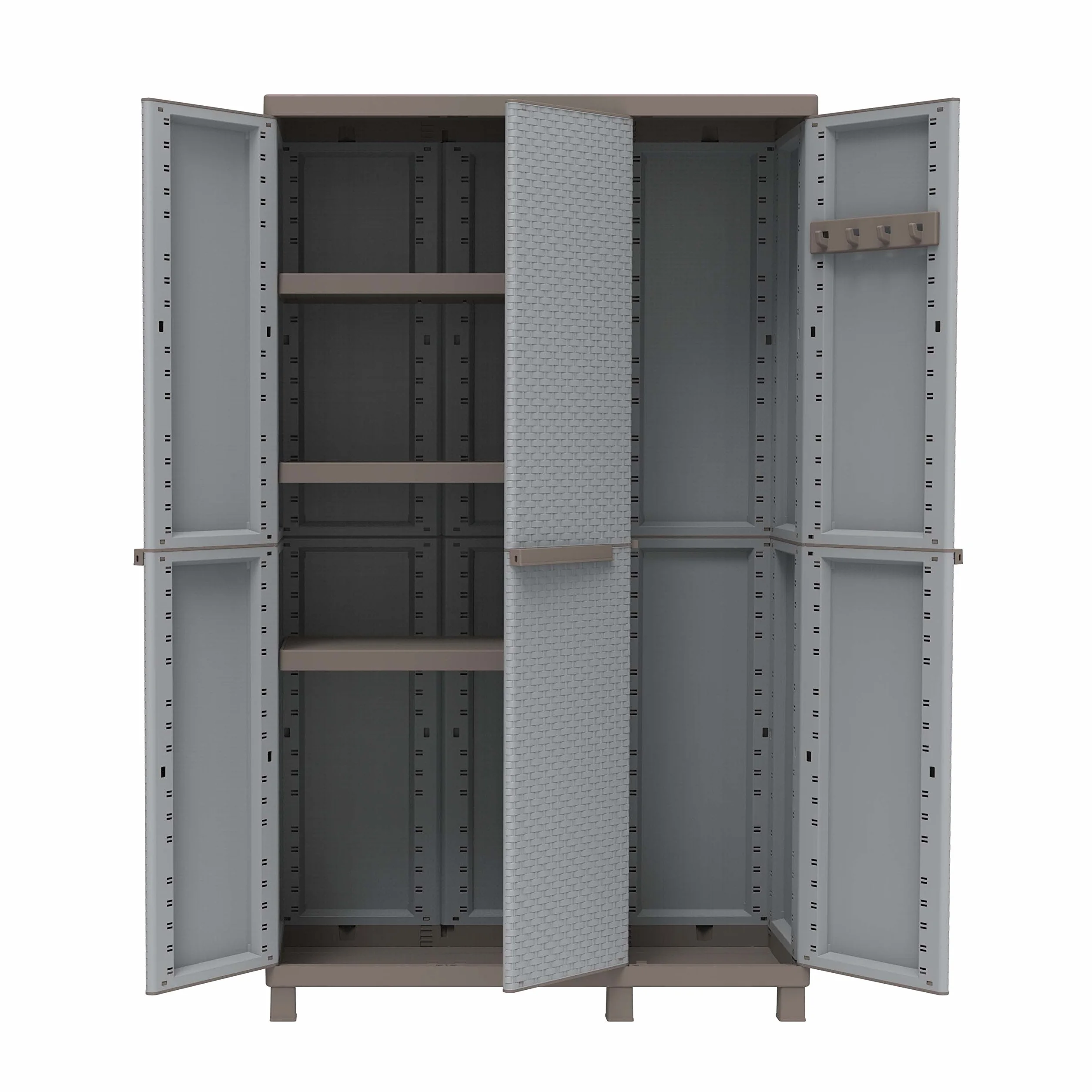 Terry C-Rattan 102a Armoire Intérieur Extérieur Multifonction 3 Portes Effet Rotin 2 Compartiments