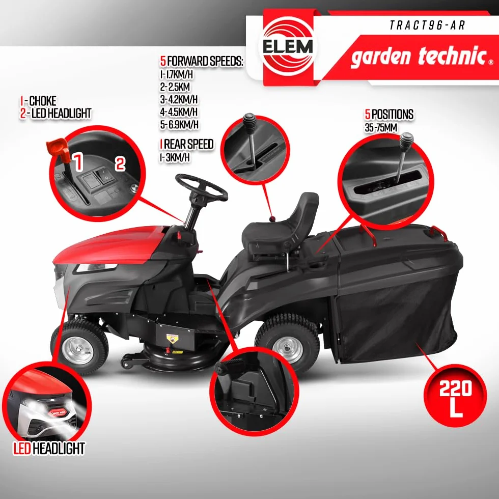 Tracteur Tondeuse 452cc 96cm Largeur de Coupe