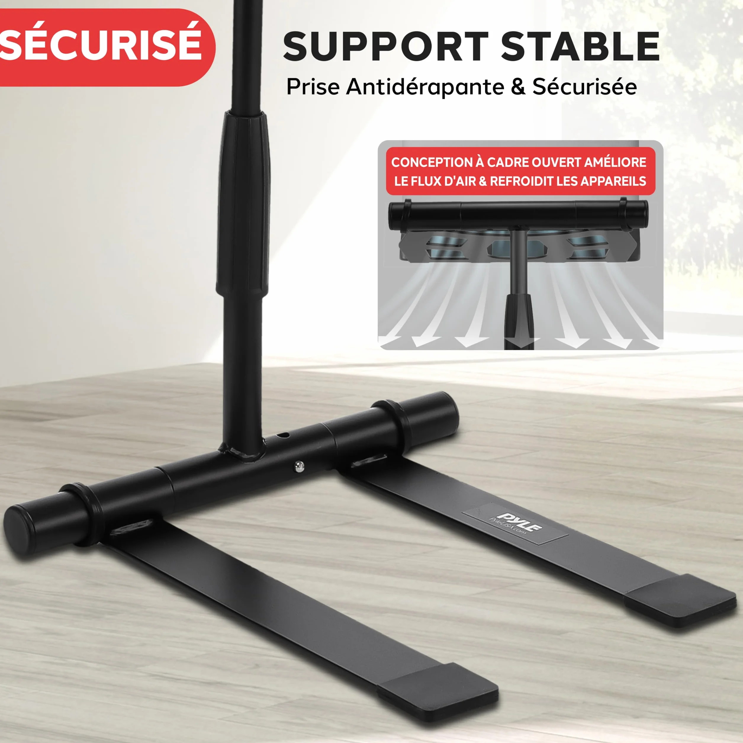 Pyle Support Ordinateur Portable Table Debout Angle Réglable Laptop Stand Hauteur Pliable Plateau Antidérapant Quatre Branches iPad