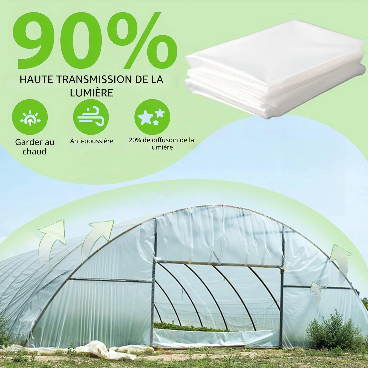 Flintronic Film à Effet de Serre 2 X 3M Polyéthylène Transparent Extra épais 250Mu