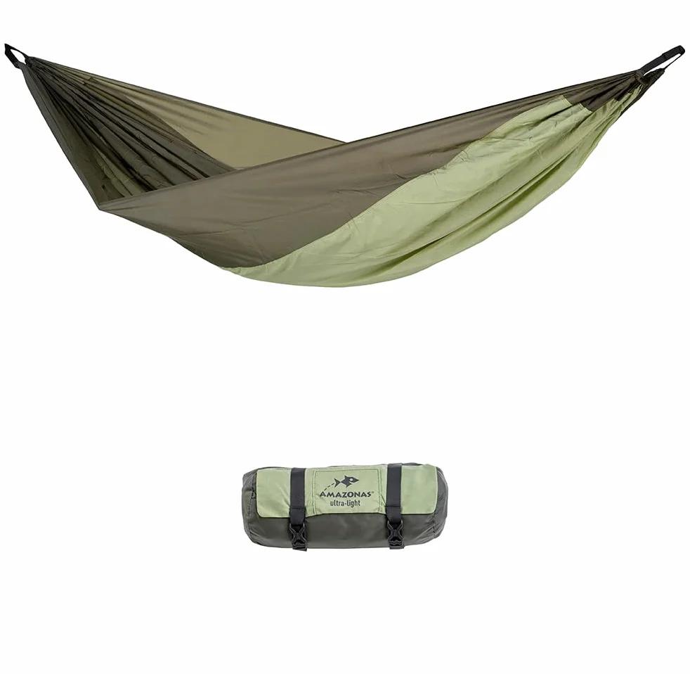 Amazonas Ultra léger Silk Traveller Thermo Hamac 520 g 275 x 140 cm Dimensions plié 20 x 6,5 cm jusqu'à 200 kg Vert