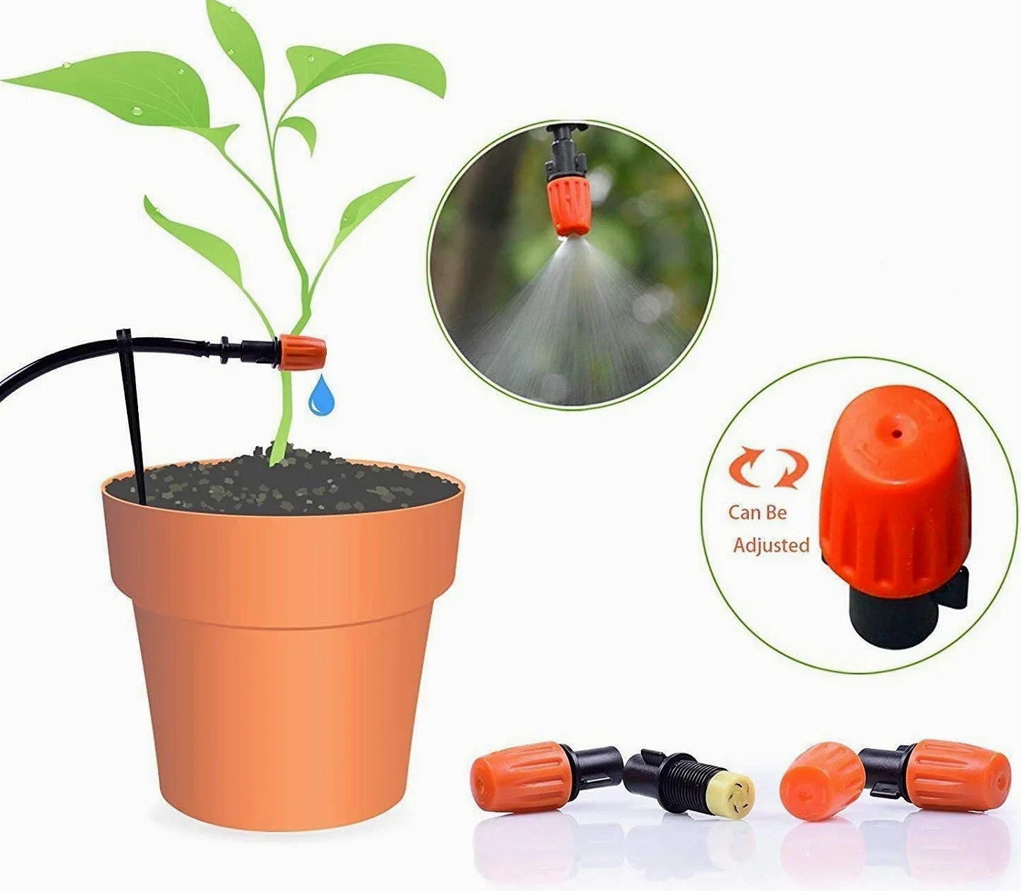 MSDADA Kit de Système D'irrigation Goutte à Goutte de 226 FT - Système D'irrigation Automatique,Kit d'irrigation des Plantes - Buse Atomisante pour Serre, Plante, Parterre de Fleurs,Terrasse,Pelouse