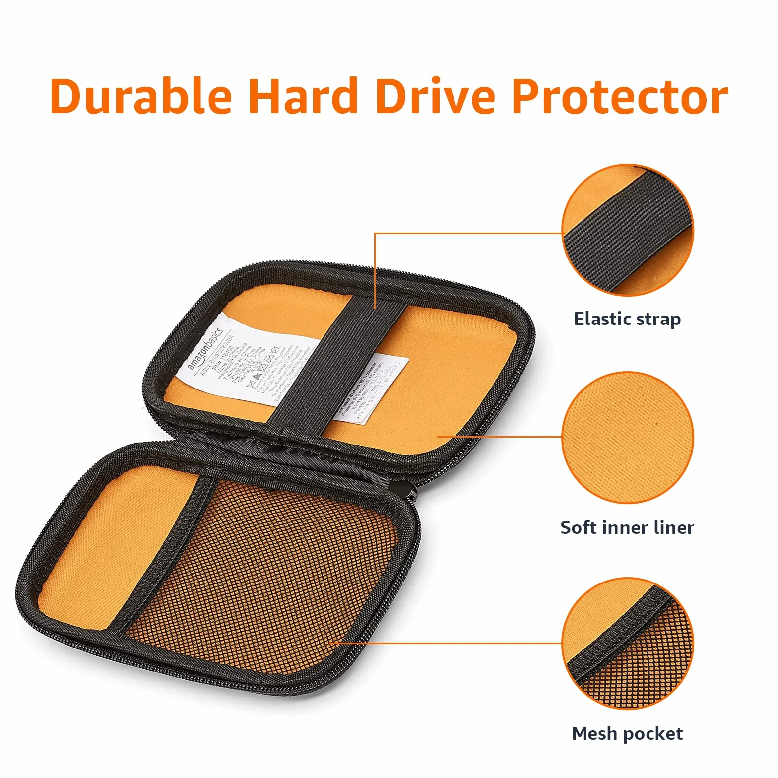 Amazon Basics Étui pour Disque Dur Externe, 15.1 x 10.8 x 4.2 cm, Noir
