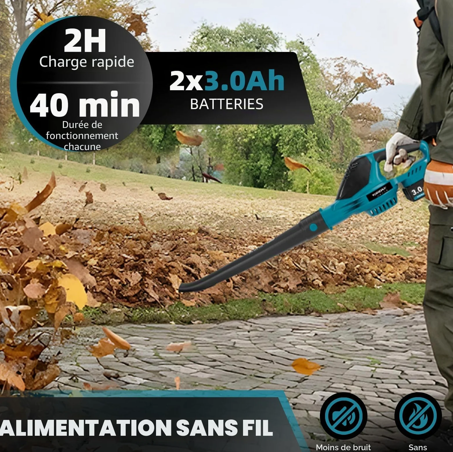 Yofidra Souffleur Feuille sans Fil avec Batterie 360 km/h, 5 Vitesses | 480 m³/h Débit d'air, avec 2 Batteries de 3 000 mAh, Moteur sans Balais, pour Le Jardin, la Terrasse et la Voiture