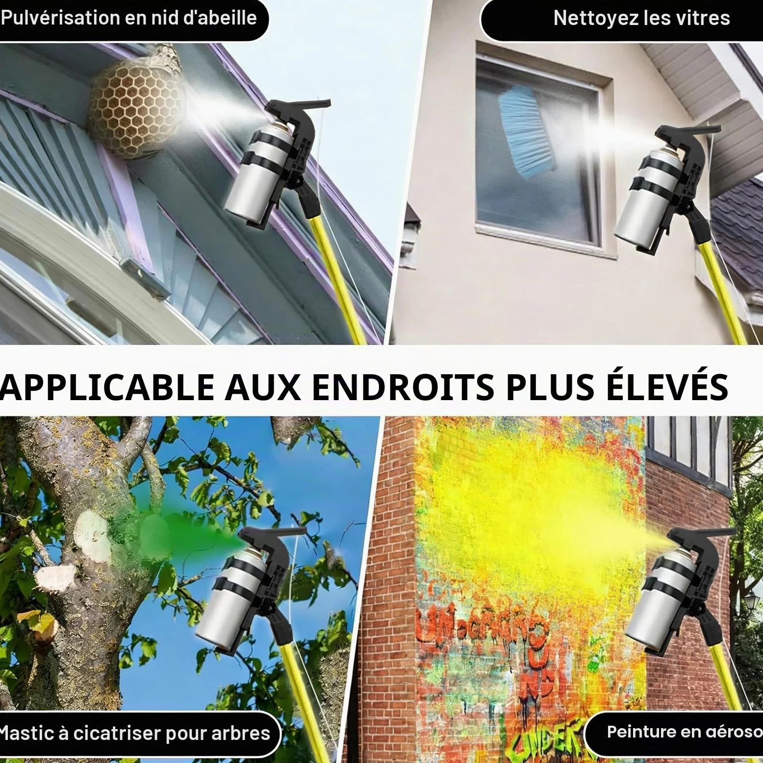 Adaptateur de Perche d'Extension pour Bombe Aérosol,Adaptateur de Tige de PulvéRisation 3.6m,Adaptateur de Support de Pulvérisateur pour Guêpes,Perche de Pulvérisatio,pour peinture au pistolet