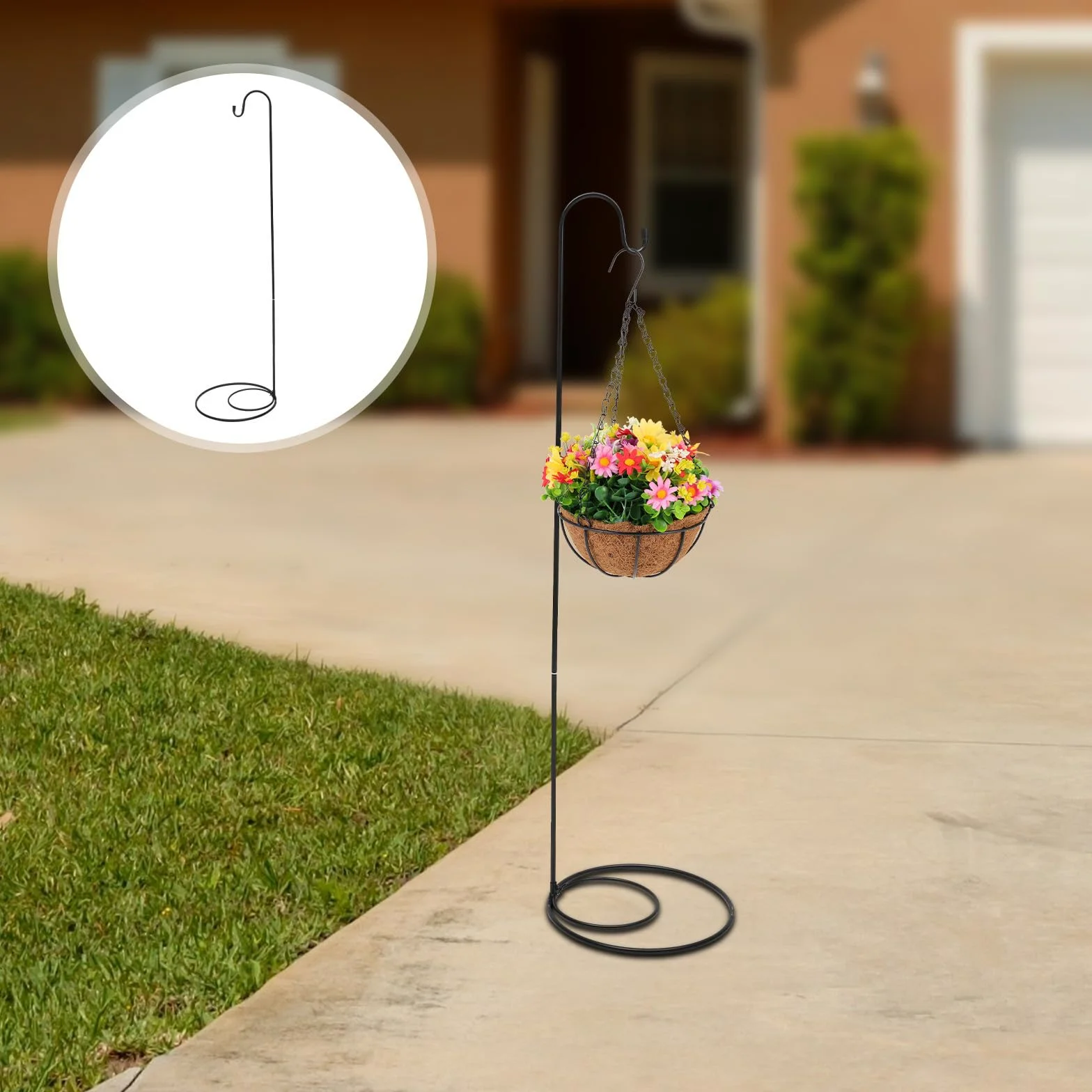 Crochet en Fer Noir Anti-rouille pour Jardin Extérieur, Installation Solide et Multi-usage, Support pour Lanternes Solaires et Pots de Fleurs Cour ou Parc