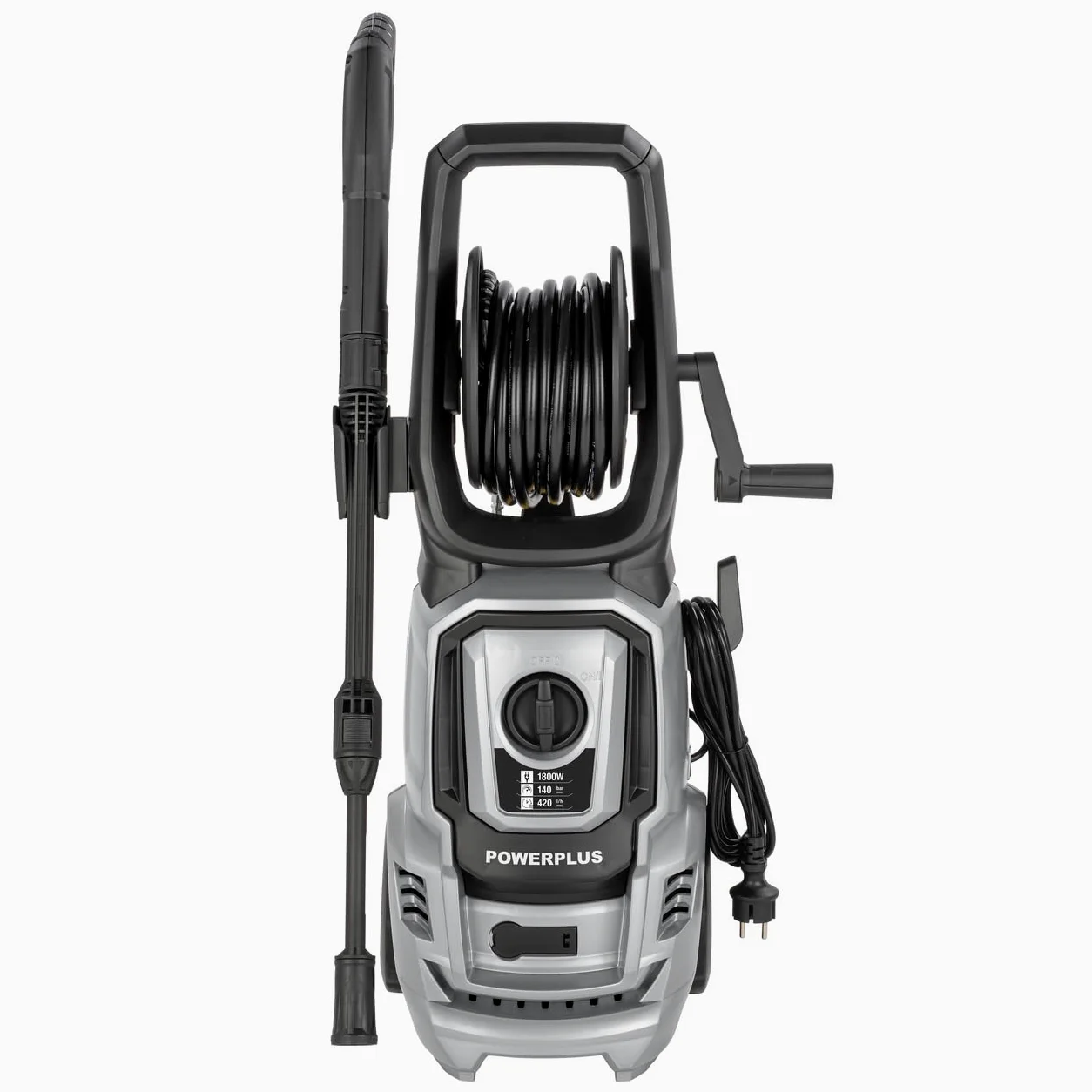 Powerplus Nettoyeur Haute Pression Électrique POWXG90411 - Nettoyeur de Terrasse de 1800 W, Fonction Start/Stop, Pression Max. de 140 Bars et Température de 50°C, Tuyau de 8 m et Accessoires Inclus