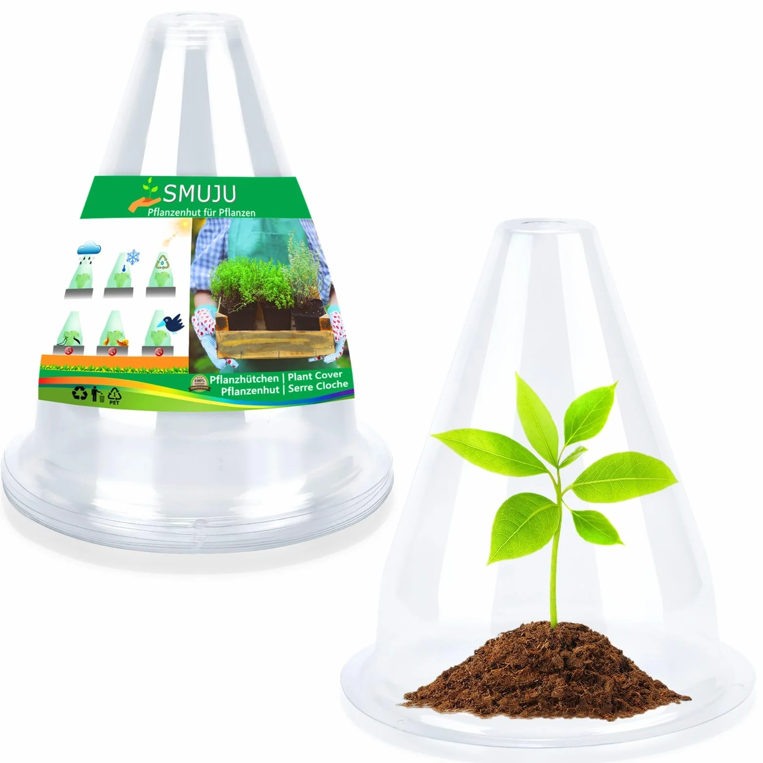 Chapeaux de Plantes Transparent 20 cm 24 Pièces Protection Oiseaux Gel Intempéries