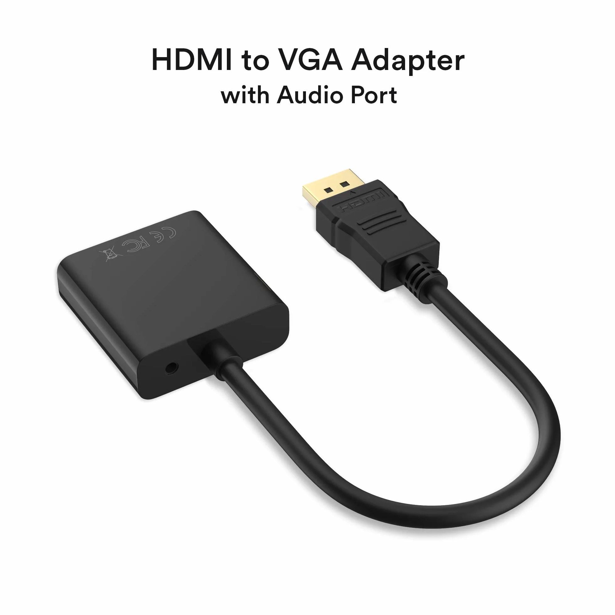 Adaptateur HDMI vers VGA 1080P mâle vers femelle avec audio Noir