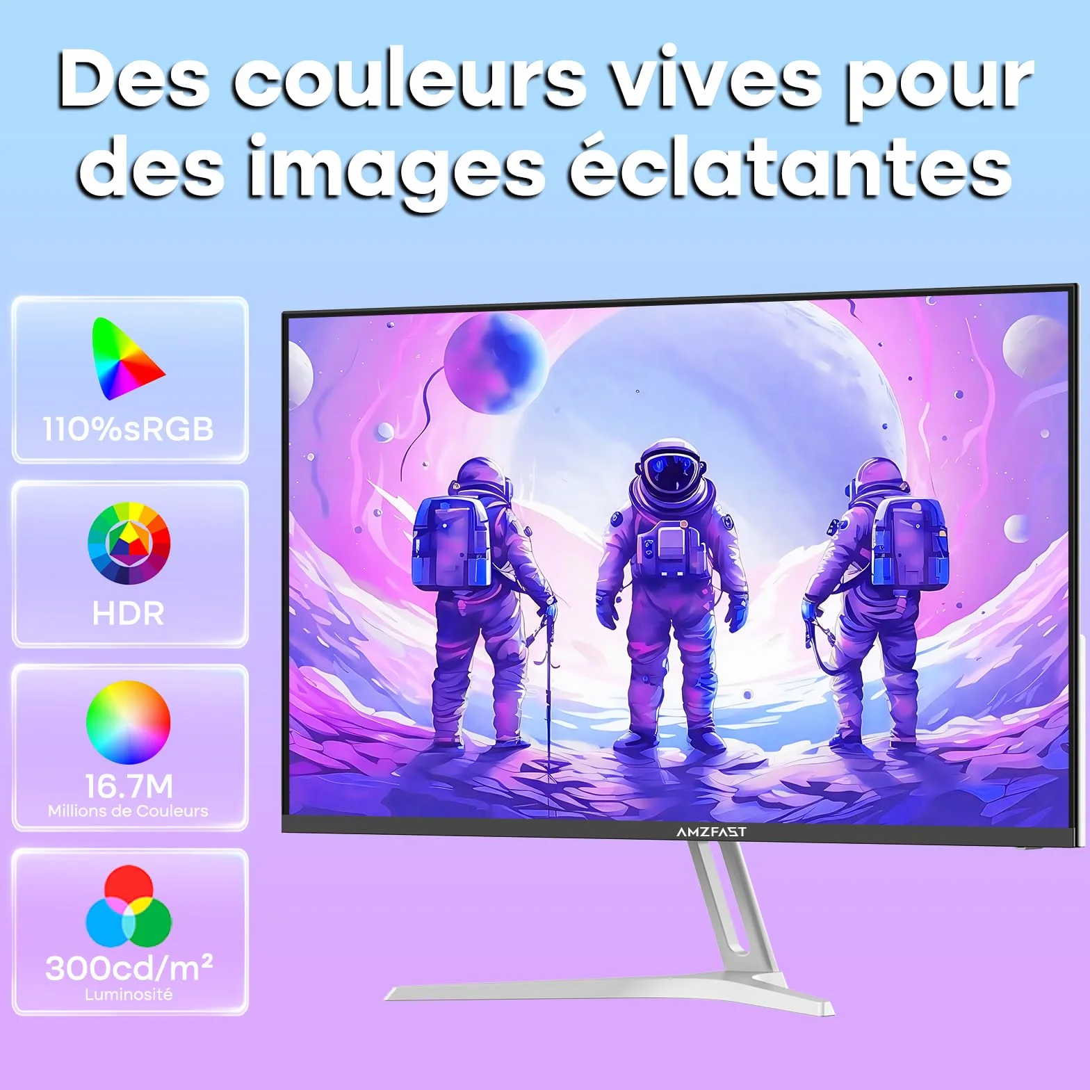 Ecran PC Gamer 24 Pouces 200Hz FHD Fast IPS 1ms MPRT HDR Adaptive Sync VESA 75x75 HDMI 2.0 DP 1.4 Blanc AMZG24X1W