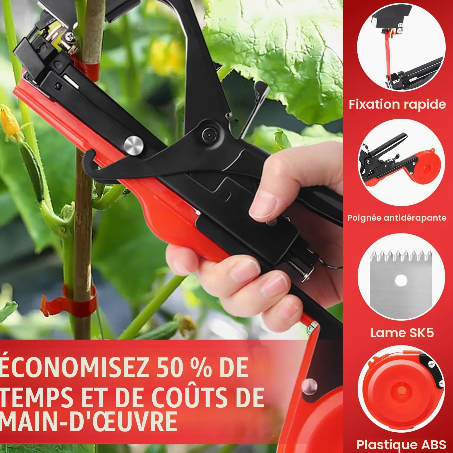 SWANSOFT Machine à Nouer Les Plantes 45MM Machine à Attacher Légère, Machine A Taper (20 Rouleaux)