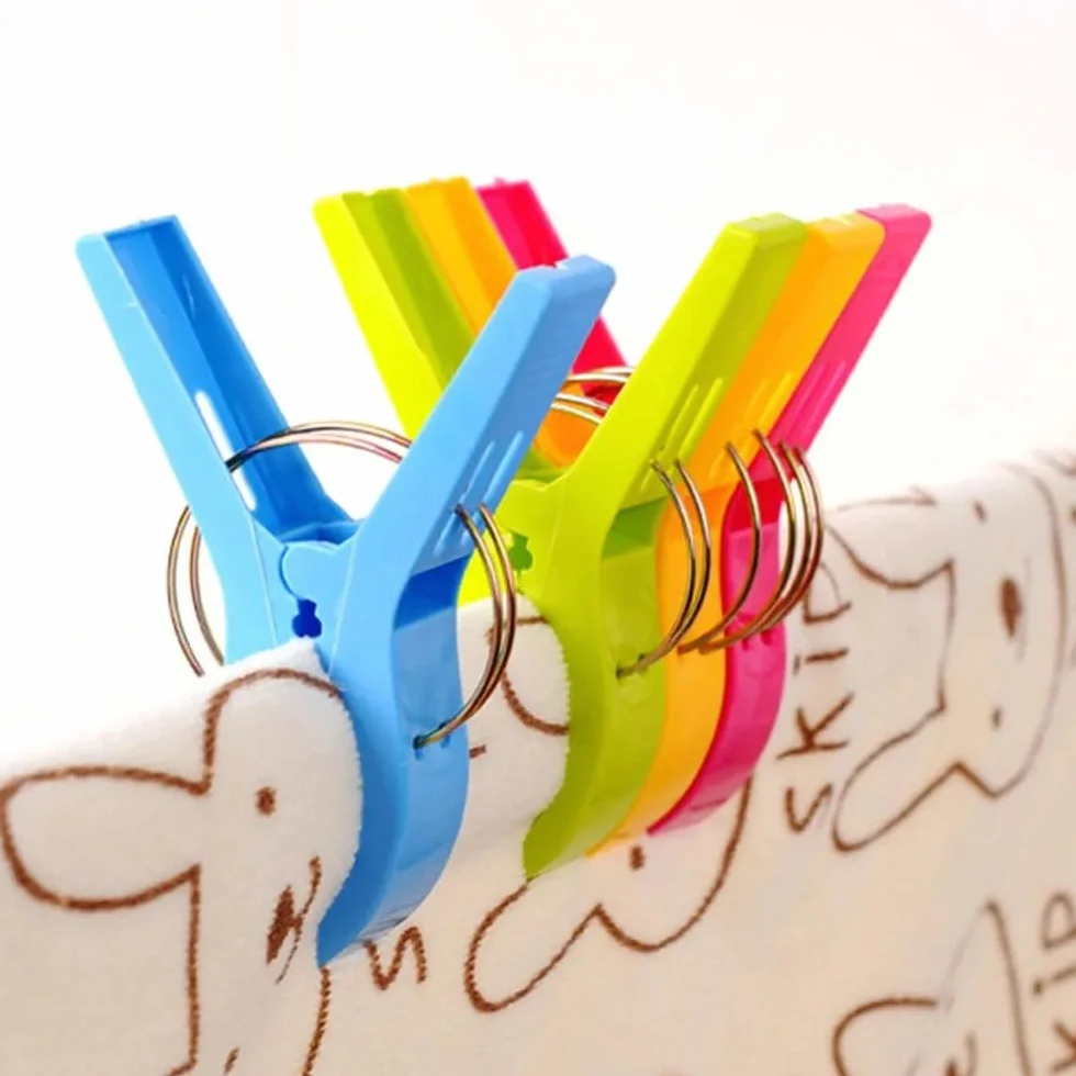 Pinces à Serviette de Plage XXL 8 pièces 4 Couleurs pour Chaises Longues et Transats