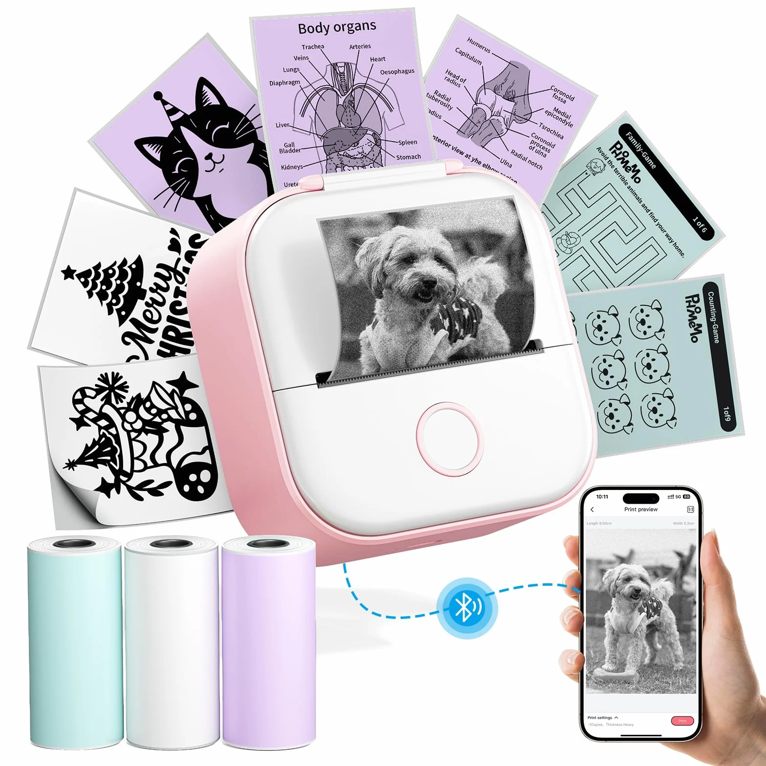 Phomemo T02 Mini Imprimante Portable Bluetooth Thermique pour iOS Android