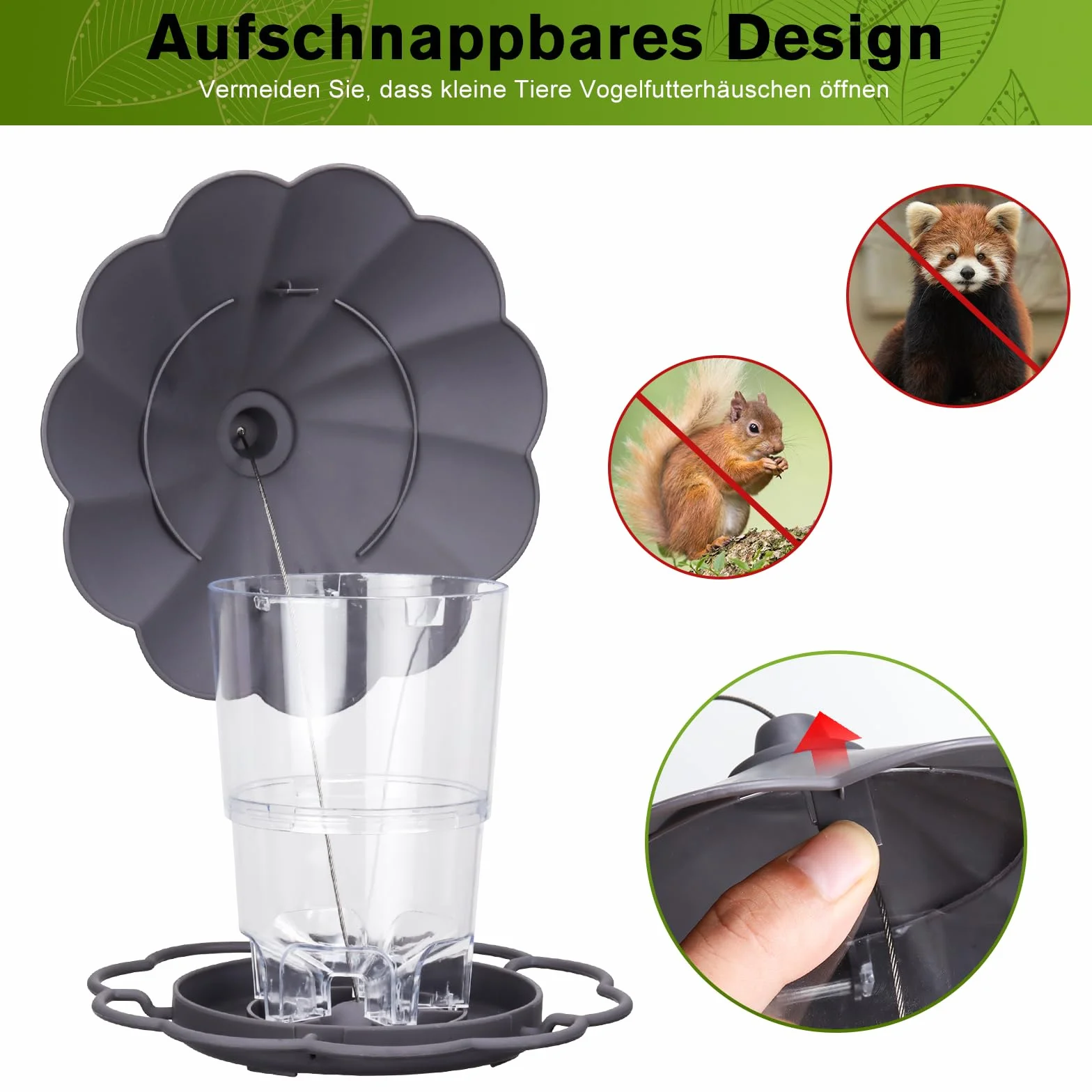 Mangeoire Oiseaux Extérieur Suspendue 820ml Résistant aux Intempéries pour Petits Oiseaux Sauvages