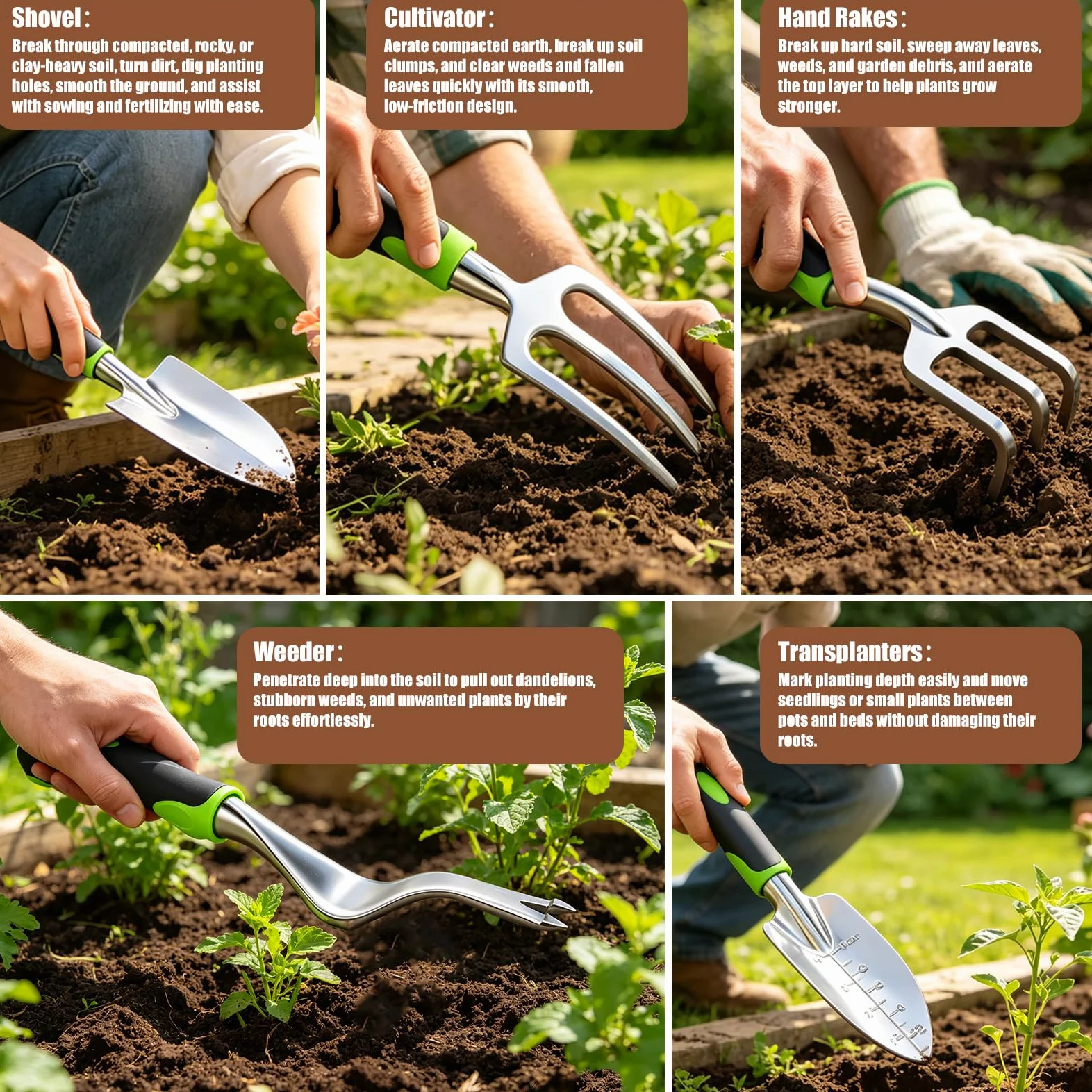 MORROWIND Ensemble D'outils de Jardinage de 13 Pièces avec Sac de Rangement Portable Élégant Et Tablier, Outils Robustes pour L'usage Quotidien du Jardinage Féminin, Vert