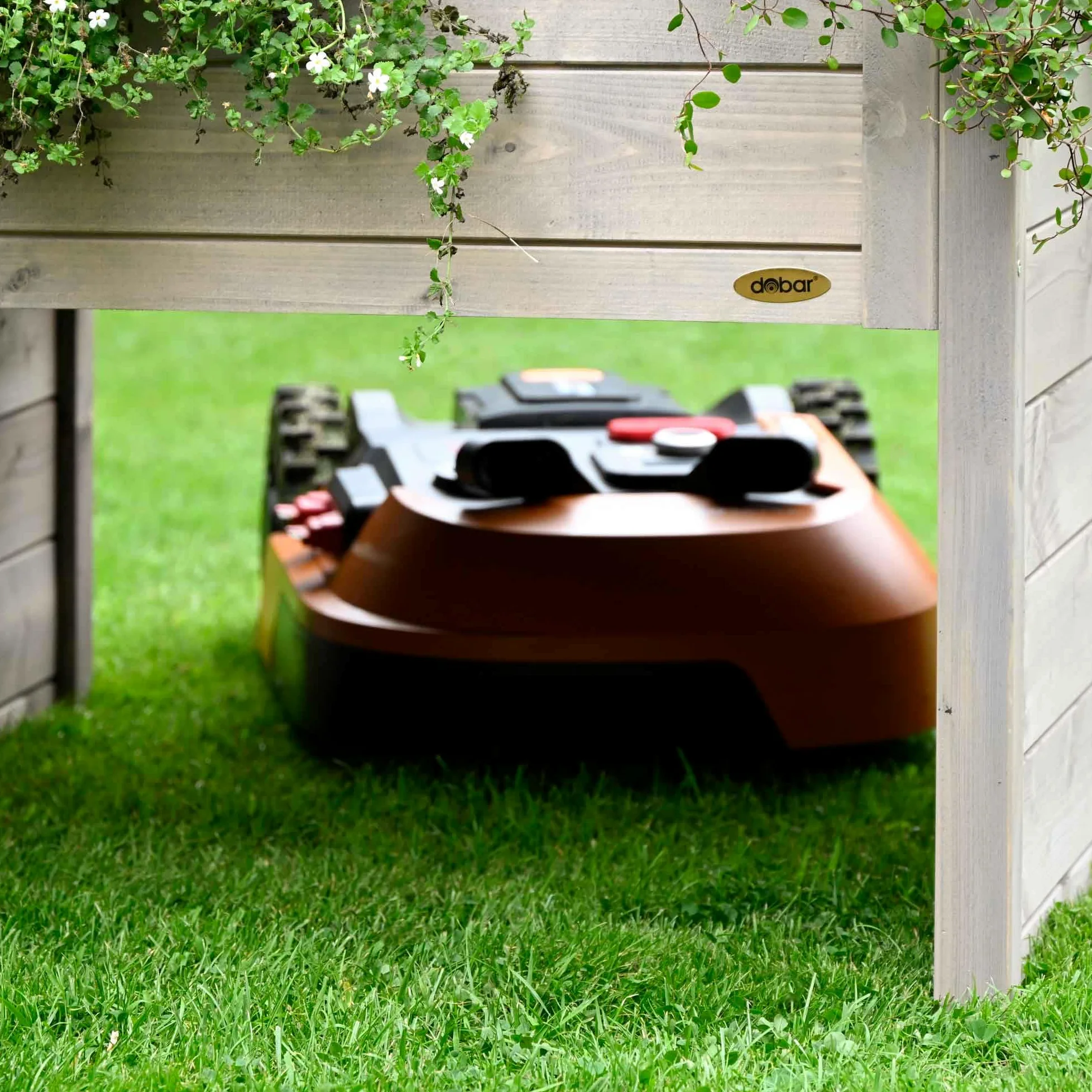 dobar® Grand Garage pour Robot Tondeuse en Bois avec bac à Plantes avec Film – Garage pour Tondeuse à Gazon – 79 x 73 x 56 cm – Anthracite