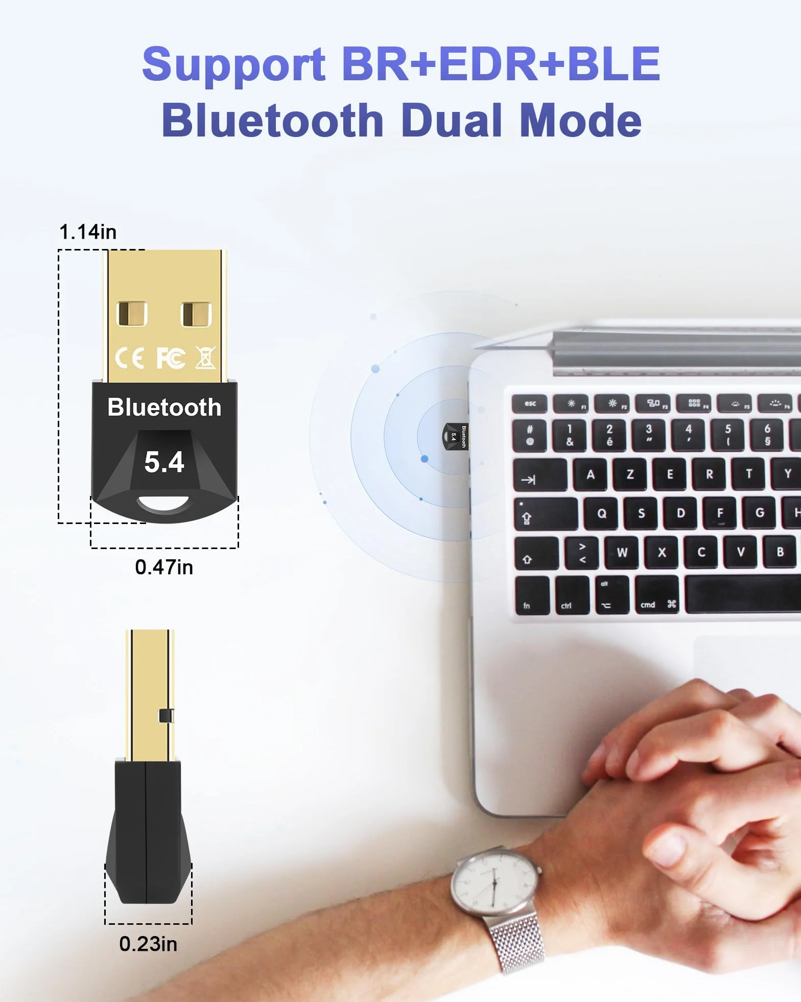 RUIZHI Adaptateur Bluetooth USB 5.4 Dongle pour PC Casque Souris Clavier Windows 11/10/8.1/7
