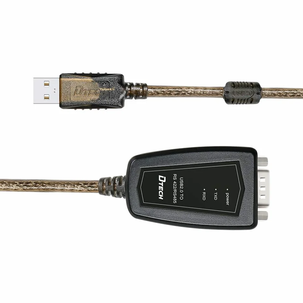 DTech Adaptateur USB vers RS485 RS422 Interface série CP2102 LED Noyau ferrite 0,5 m Windows Mac
