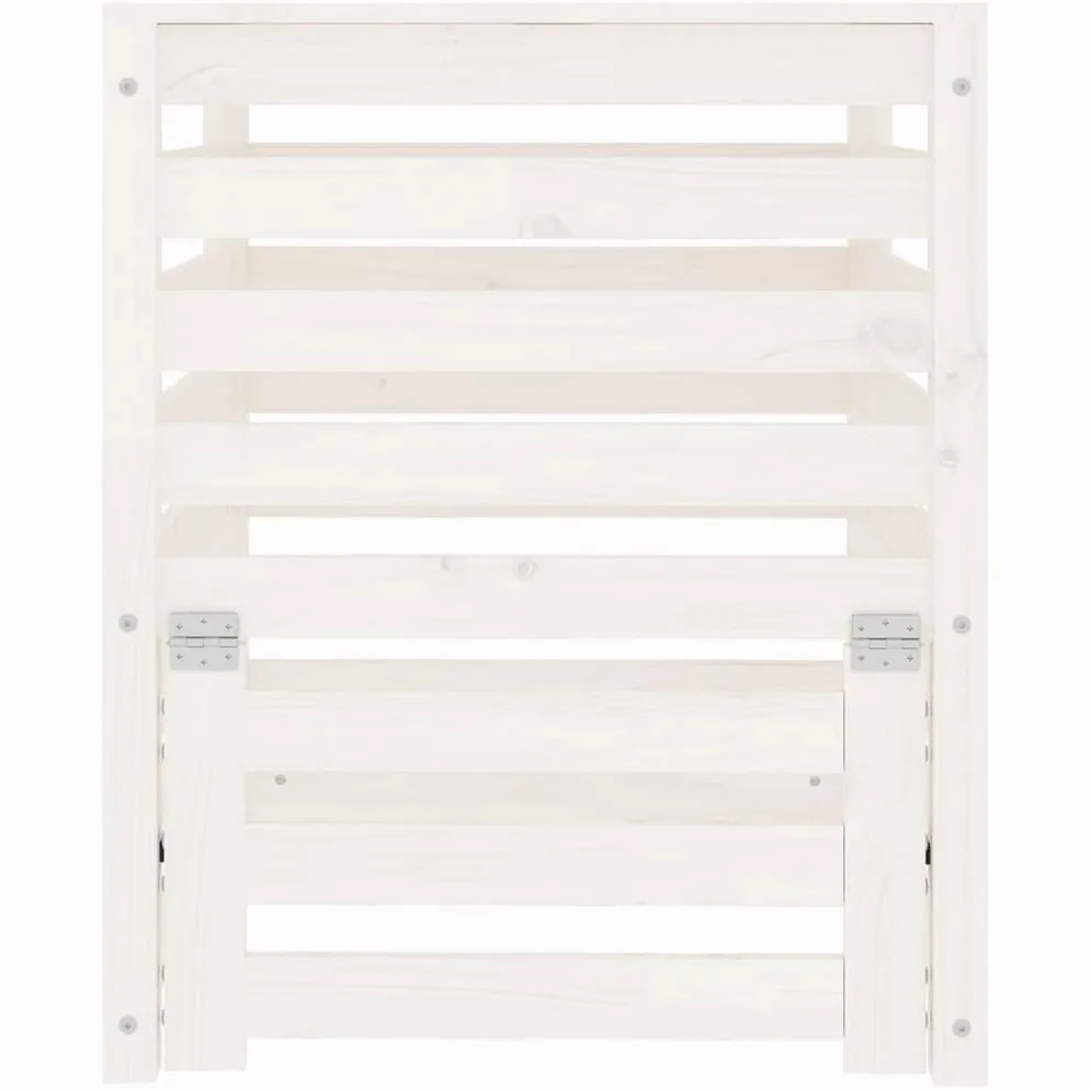 Composteur en Bois, Composteur de Jardin Bac à Compost Blanc 63,5x63,5x77,5 cm Bois Massif de pin