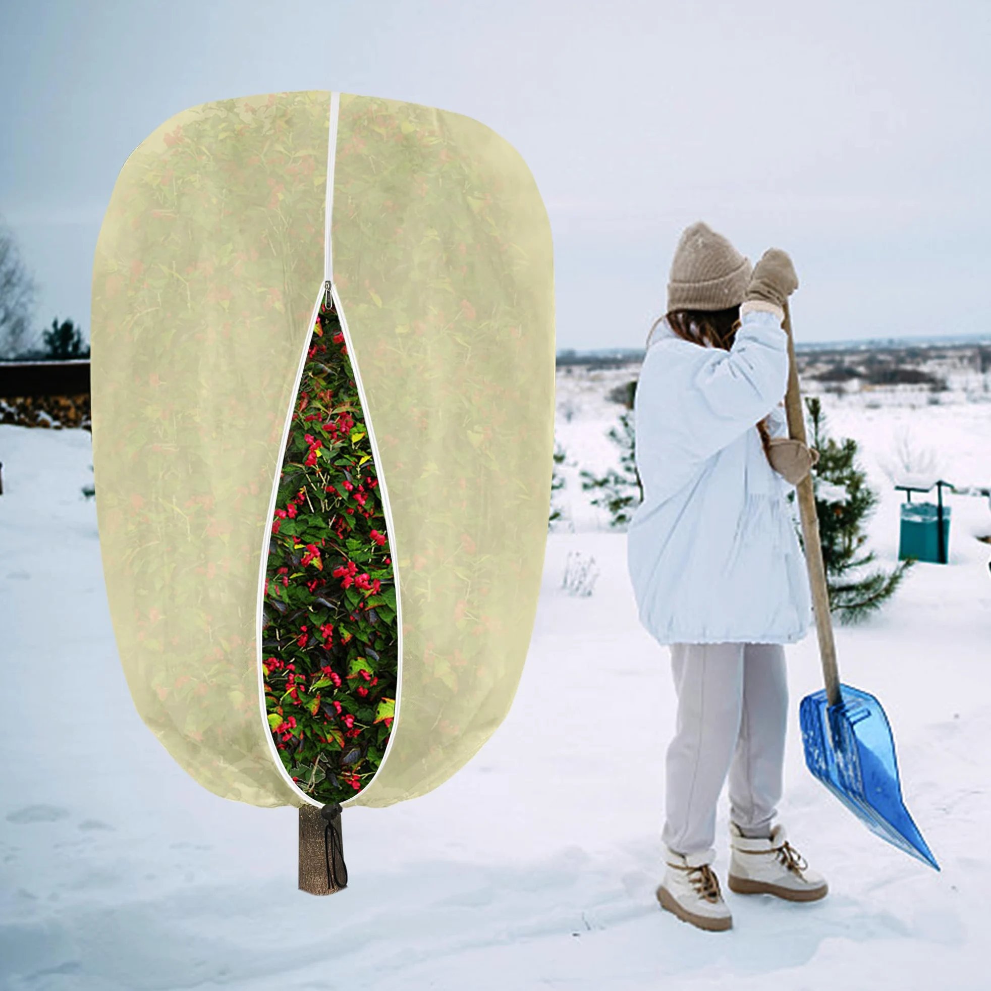 2 Pièces Housse Hivernage Palmier - 200x240cm Voile Hivernage Grande Taille - Housse Hivernale pour Plante Extérieure, Cordon de Serrage et Zipper, Résistant à la Déchirure