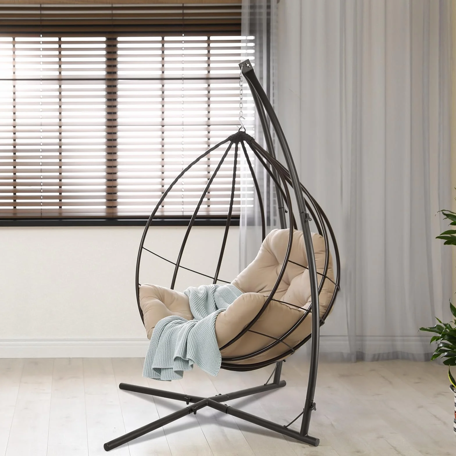 Support Hamac Chaise Suspendue Réglable Hauteur Crochets 110 kg Balcon