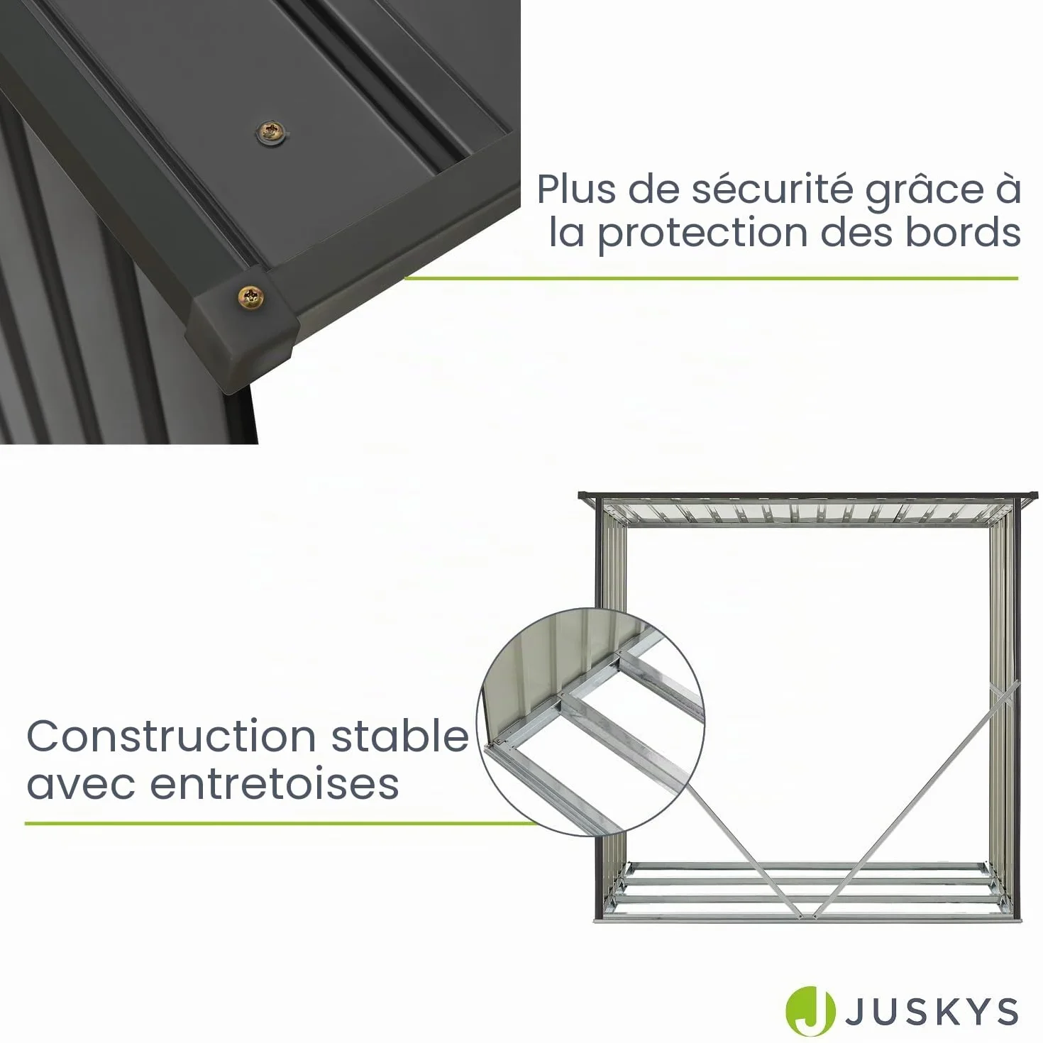 Juskys Abri à bois Enno extérieur étagère acier rangement métal anthracite