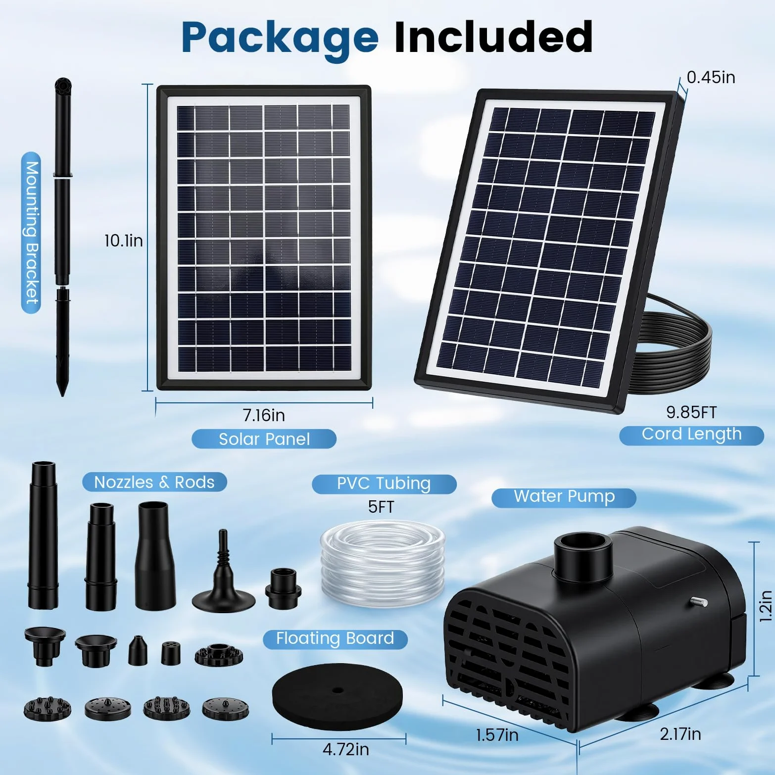 Pompe Solaire Bassin Exterieur 8W,avec 8 Buses,Effet Double Couche | avec Batterie 3600 Mah,Protection Contre Surchauffe,Pompe Solaire pour Bassin,Bain d'oiseaux,Jeu d'eau De Jardin