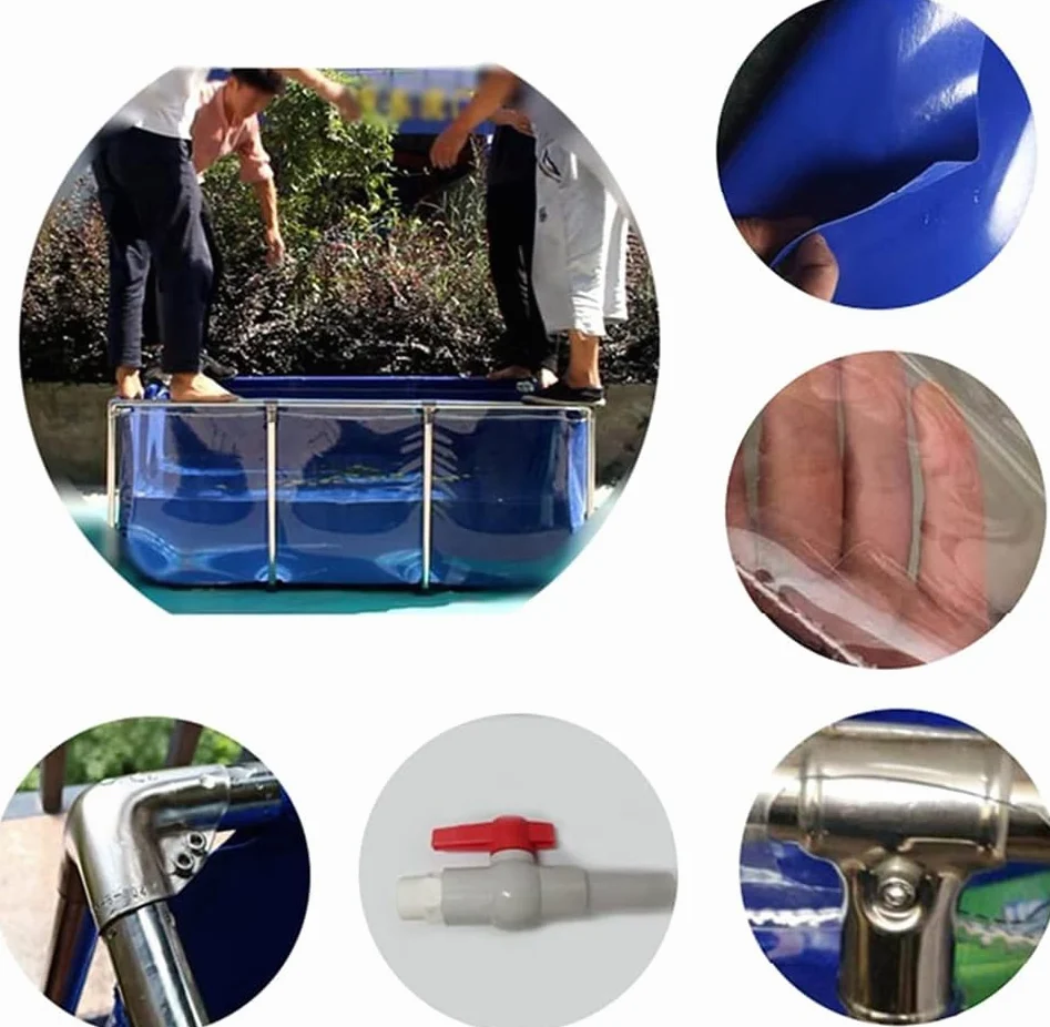 Aquarium d'intérieur autoportant Lar avec Coque en Acier, revêtement Souple en PVC et fenêtre d'observation - Convient aux Aquariums et aux piscines, Facile à Assembler