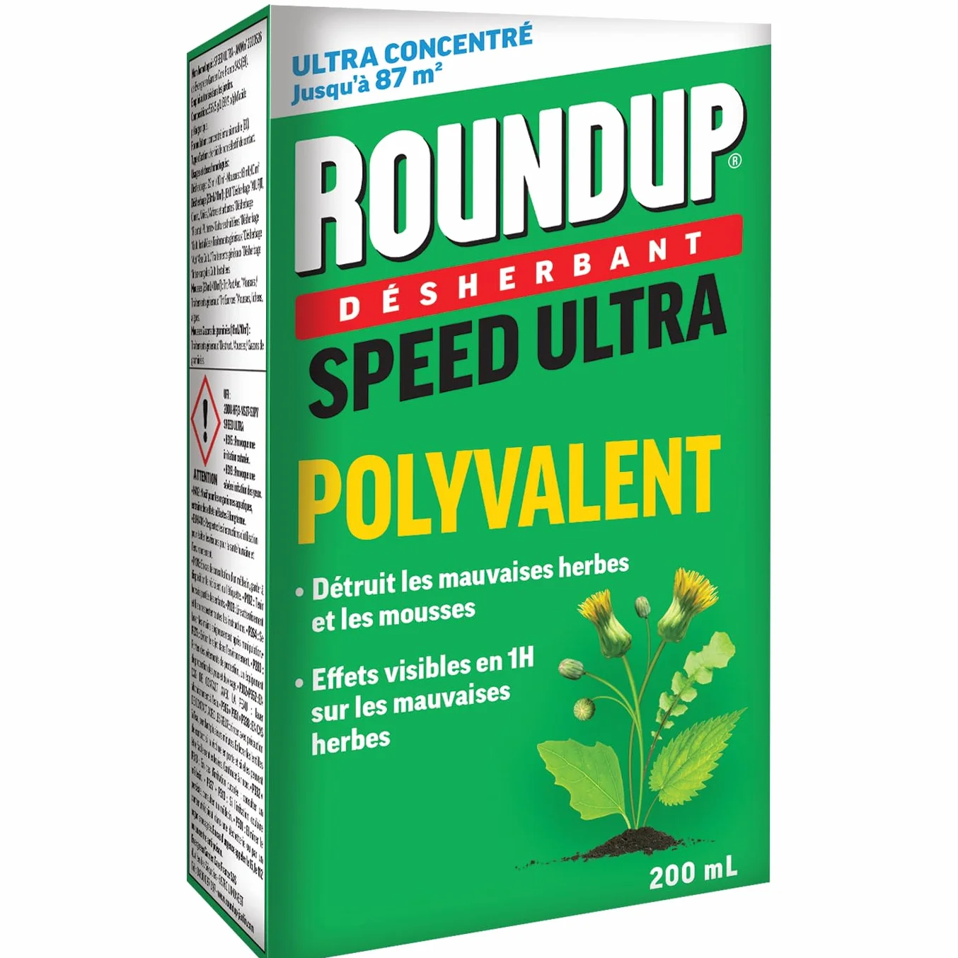ROUNDUP Désherbant Concentré 2-en-1 Mauvaises Herbes Mousses 200ml