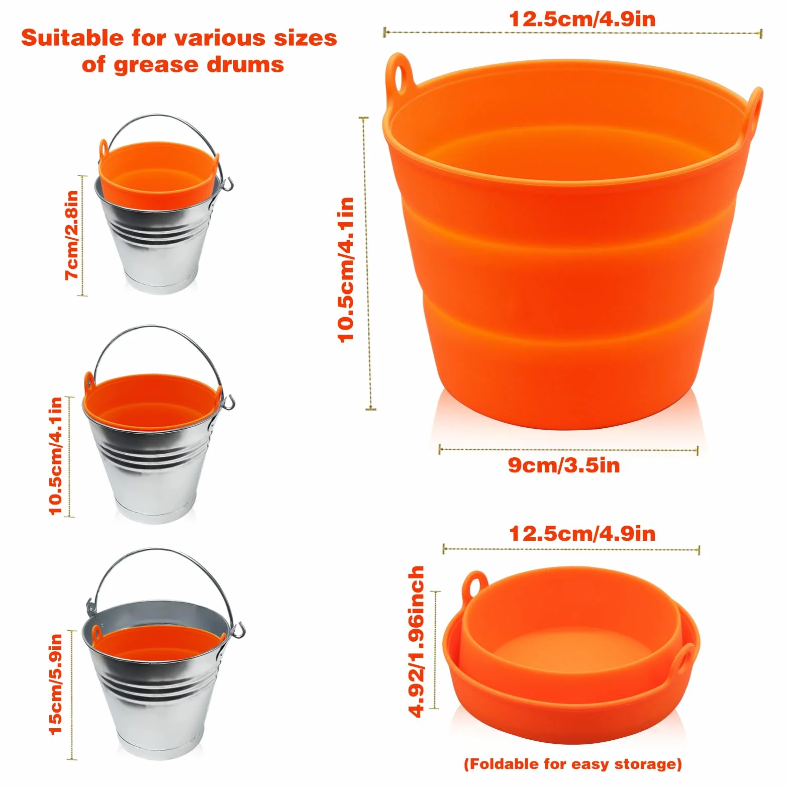 Lot de 2 revêtements de seau à graisse en silicone pour Traeger