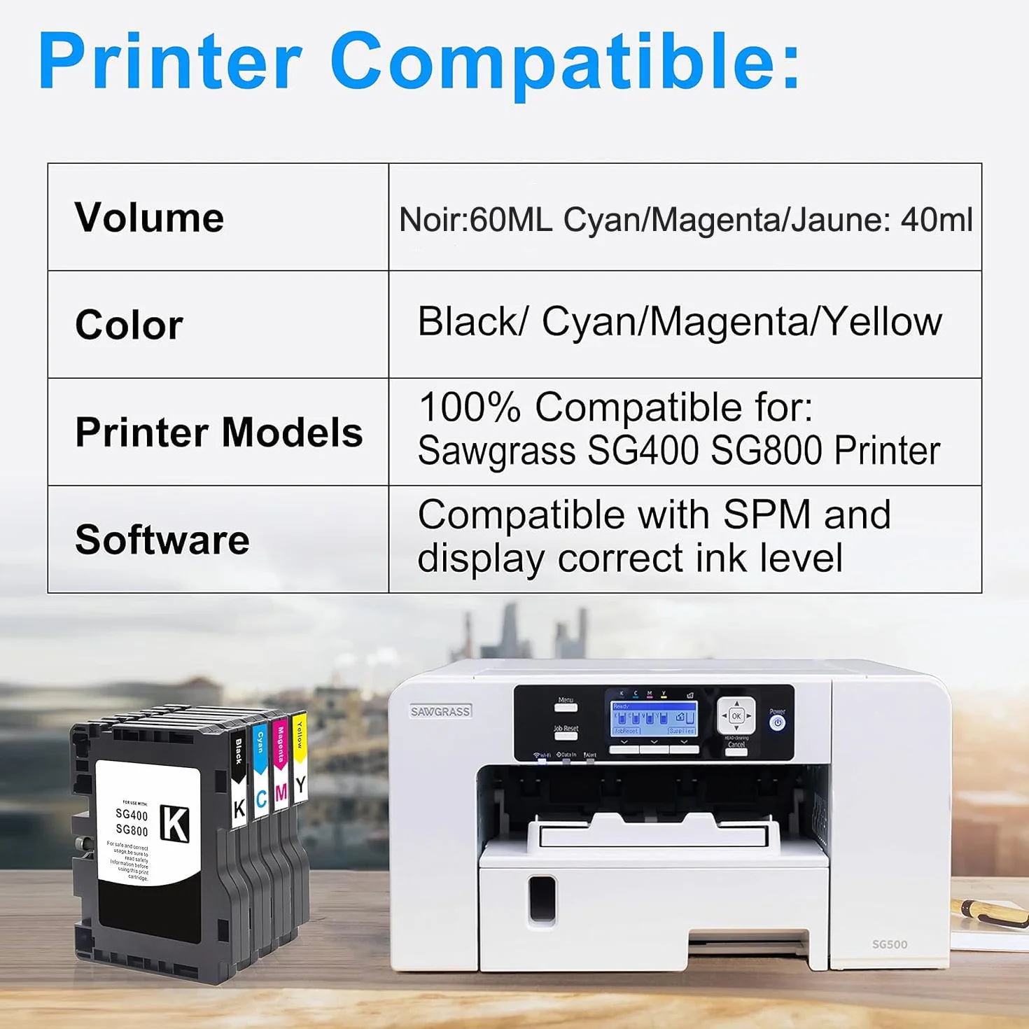 Cartouches d'encre de sublimation CAIDI compatibles pour Sawgrass Virtuoso SG400 SG800 Ricoh Aficio SG3100 SG3110 SG7100 (Jaune)