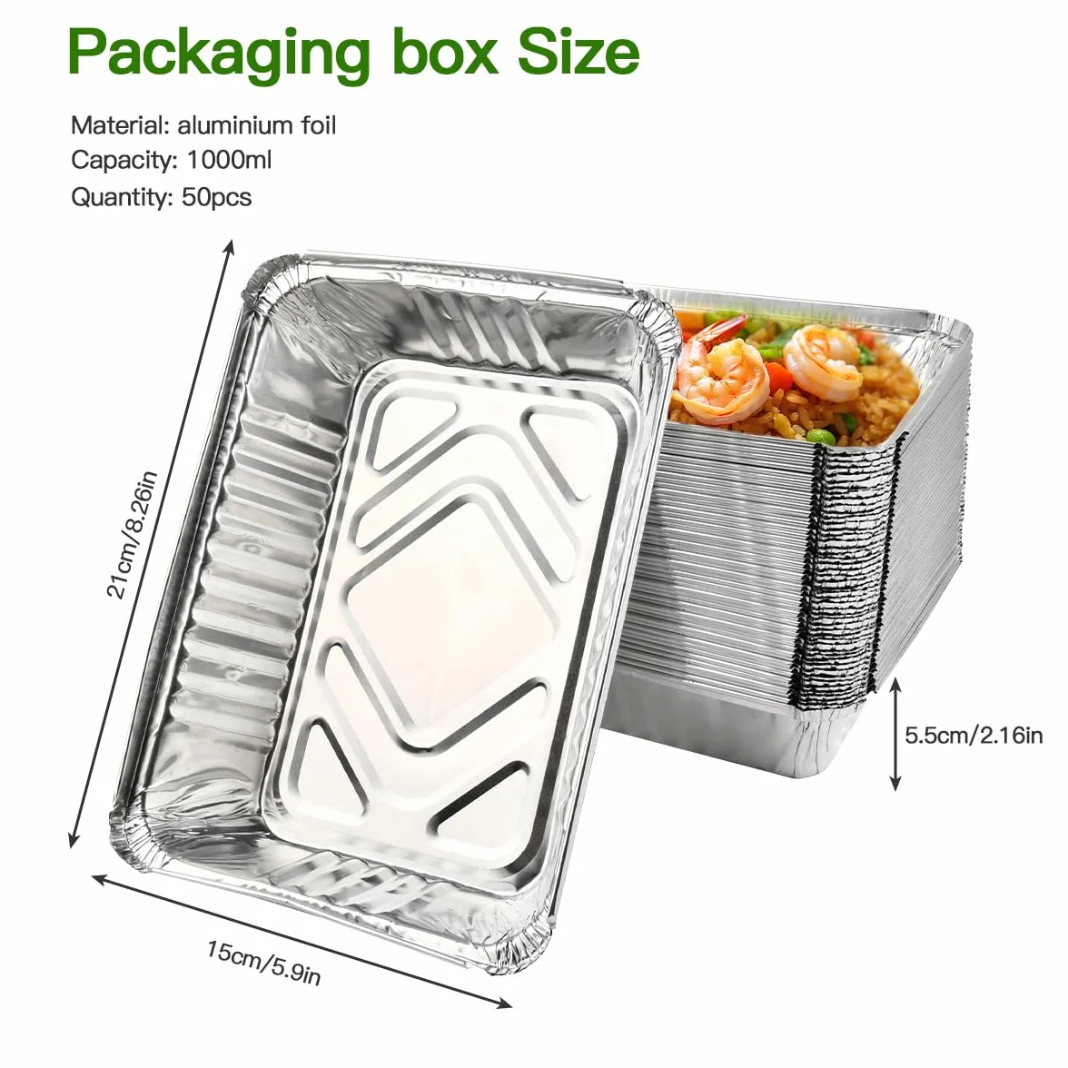 Barquettes de barbecue en aluminium 22 x 15 x 5,5 cm - Lot de 50 - Accessoires Weber