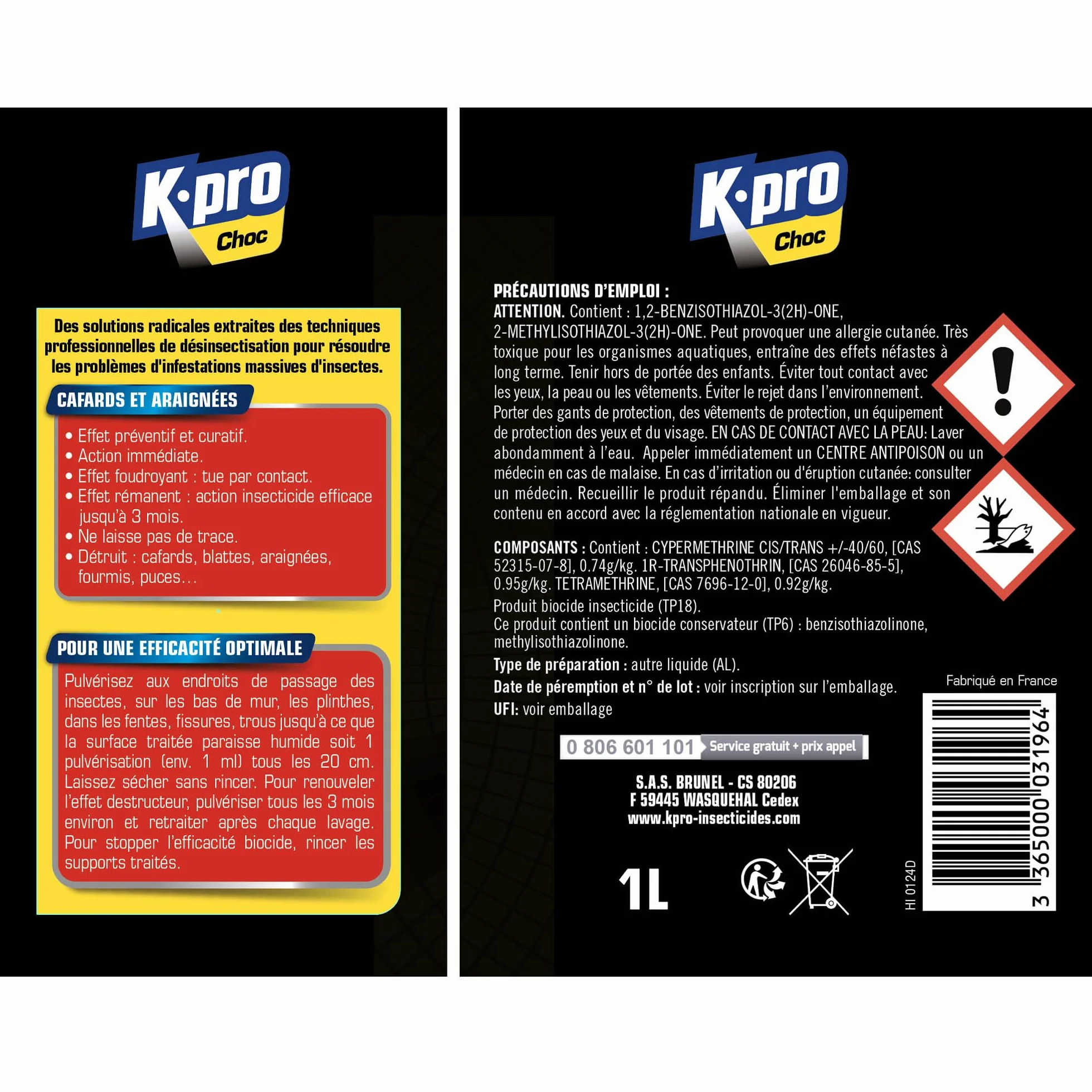 Spray Aérosol Anti Cafards et Araignées 1L Action Radicale Longue Durée Professionnel