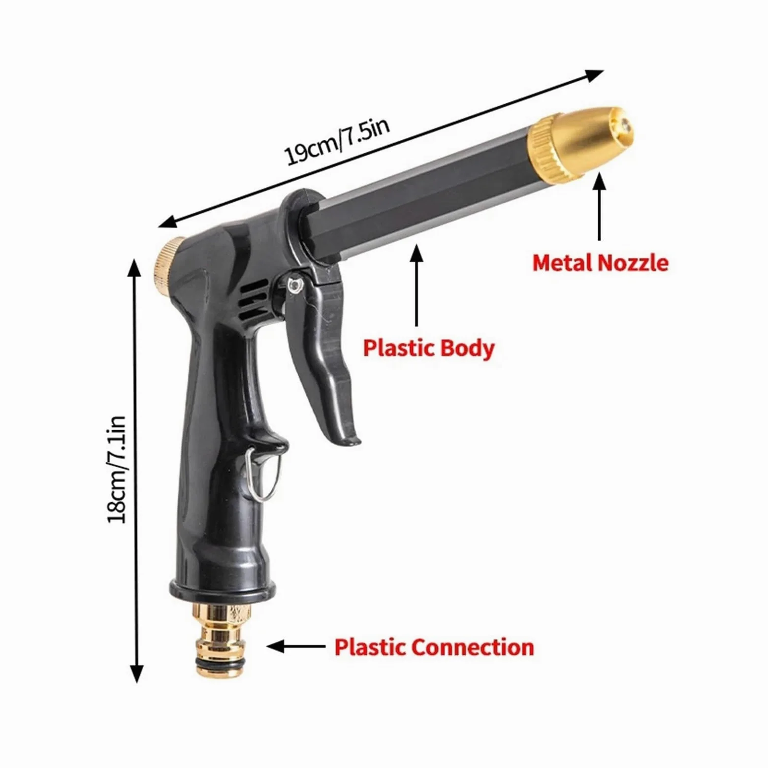 Pistolet d'arrosage avec embout multi-jets, Kit de nettoyage jardin Lance mousse buse réglable laveuse voiture portative jet à haute pression(Water Set)