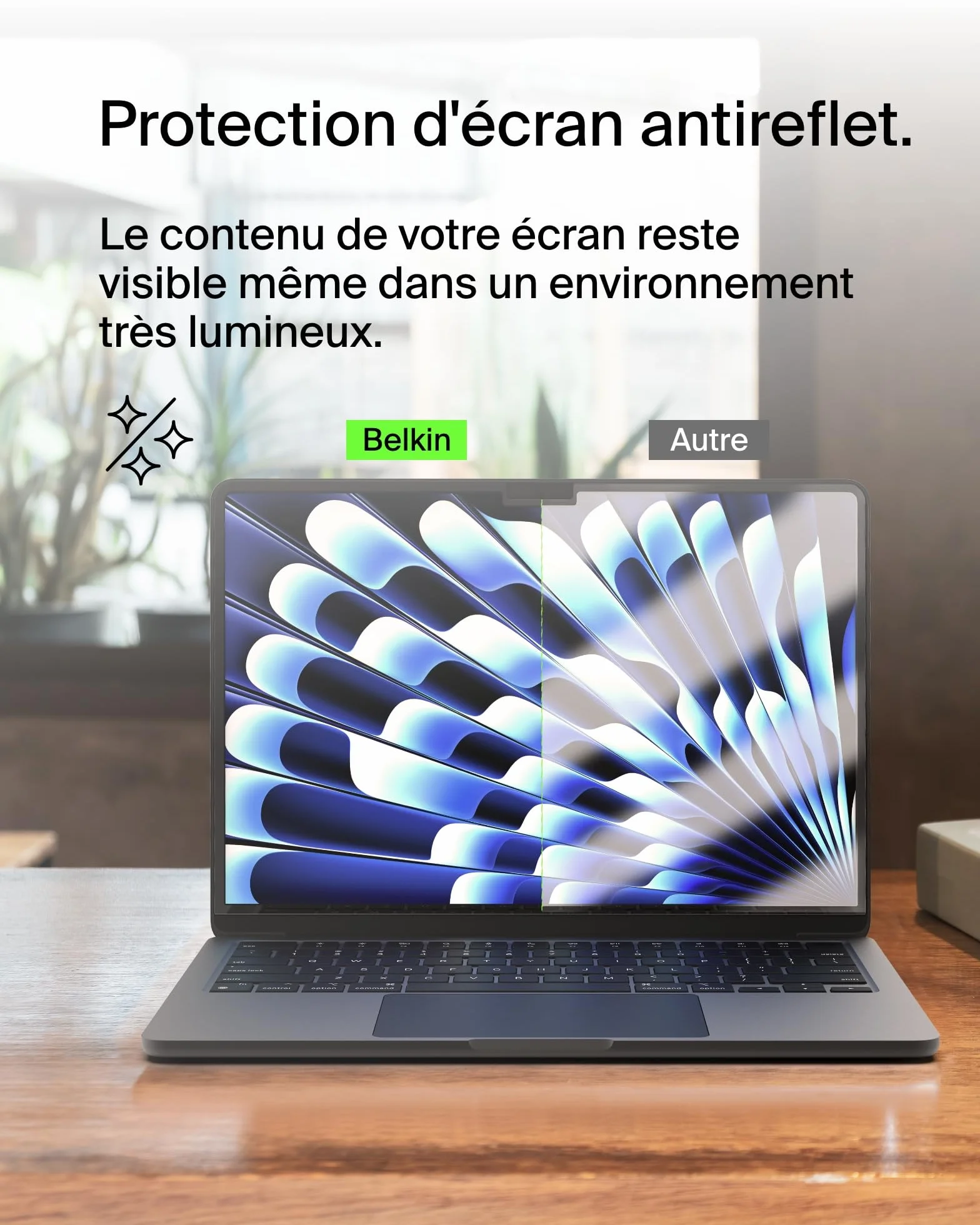 Belkin ScreenForce Protection d'écran TruePrivacy pour MacBook Air 13" M2 antireflet filtre latéral bidirectionnel indice 2H