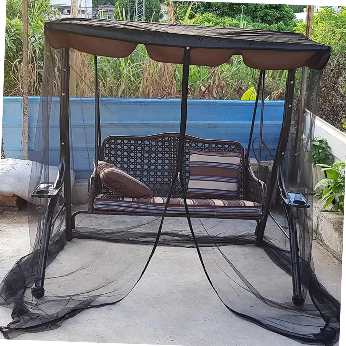 Yardenfun Filet de Hamac Suspendu Moustiquaire pour Extérieur Jardin, Double Grosse Taille Fermeture Éclair, Maille Résistante Légère et Respirante, Filet pour Terrasse et Camping