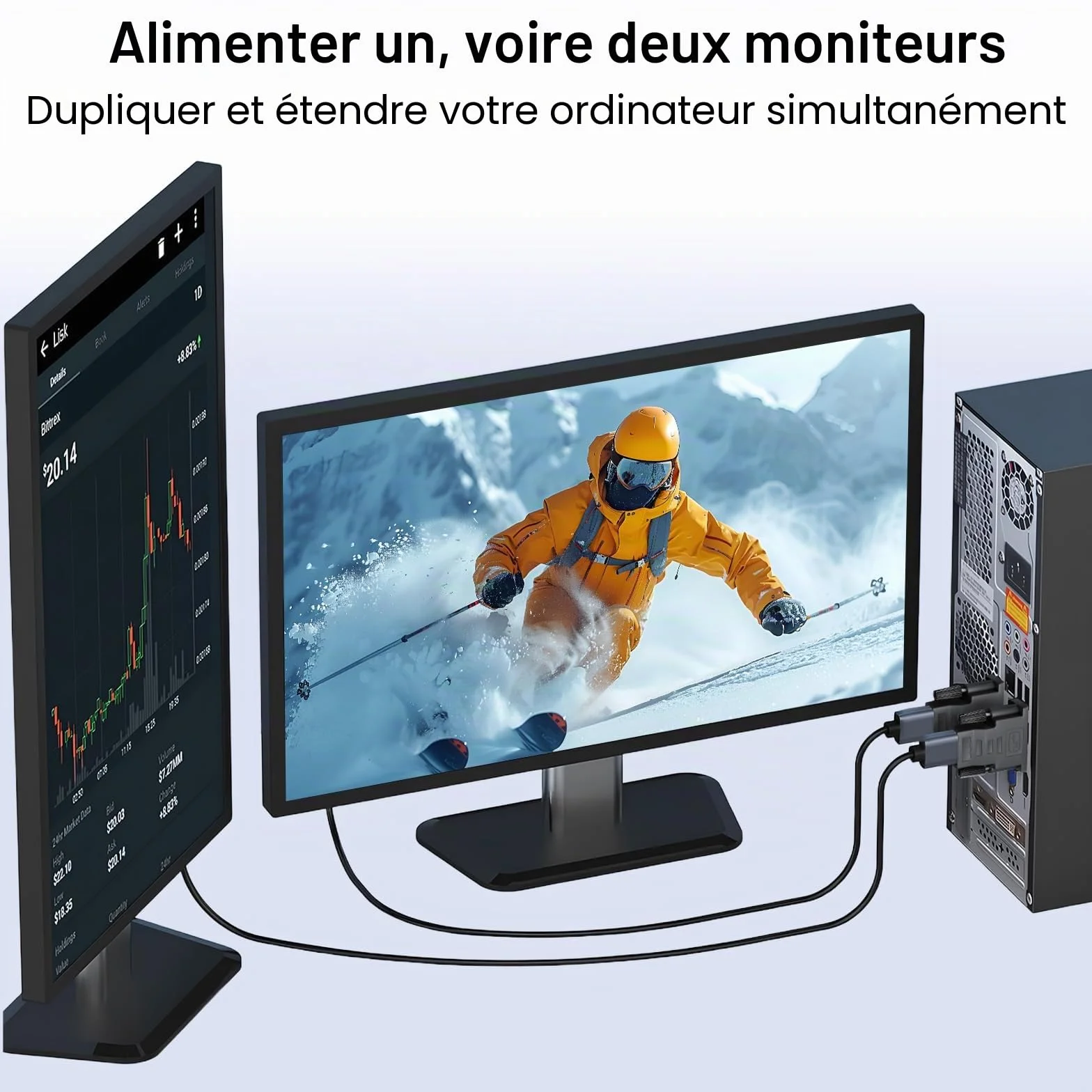 Adaptateur DVI vers HDMI 2Pack Bidirectionnel Convertisseur HDMI Femelle vers DVI-D Mâle Plaqué Or 1920x1200 1080P