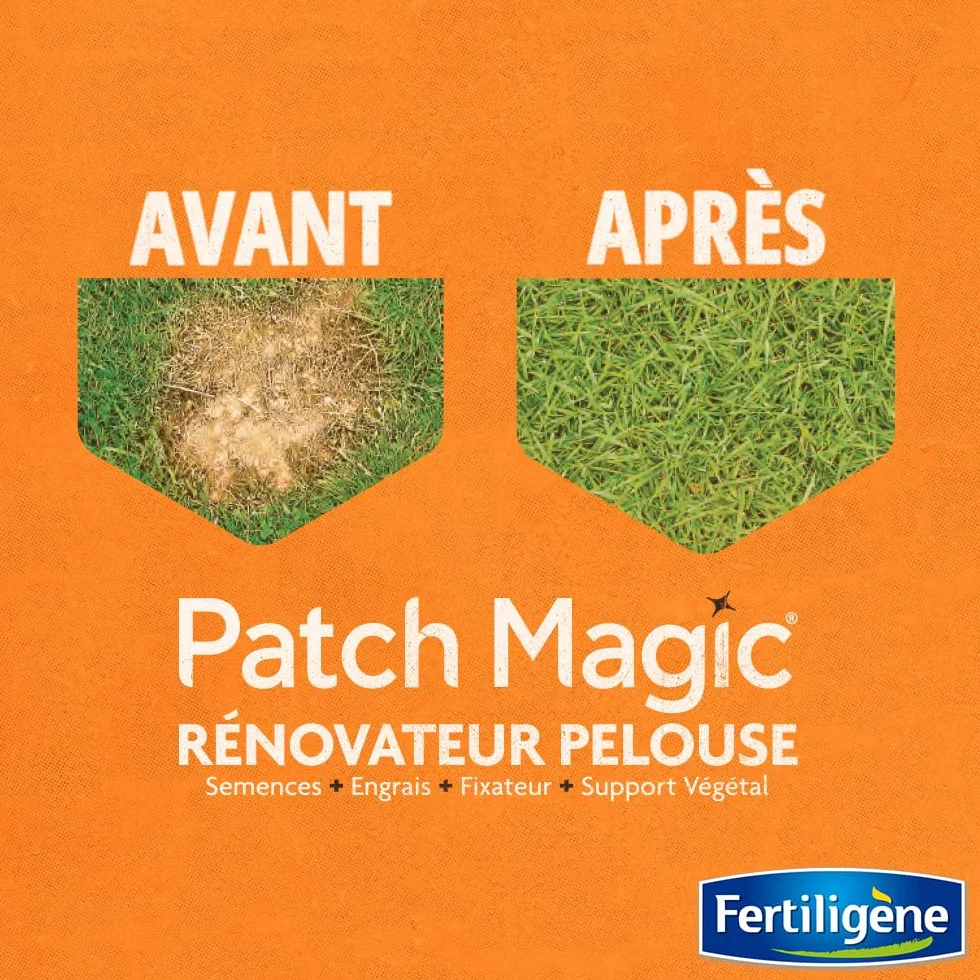 FERTILIGÈNE Patch Magic Rénovateur de Pelouse 7kg – Formule 4-en-1 – Pousse en 4 Jours – Pour 30 m²